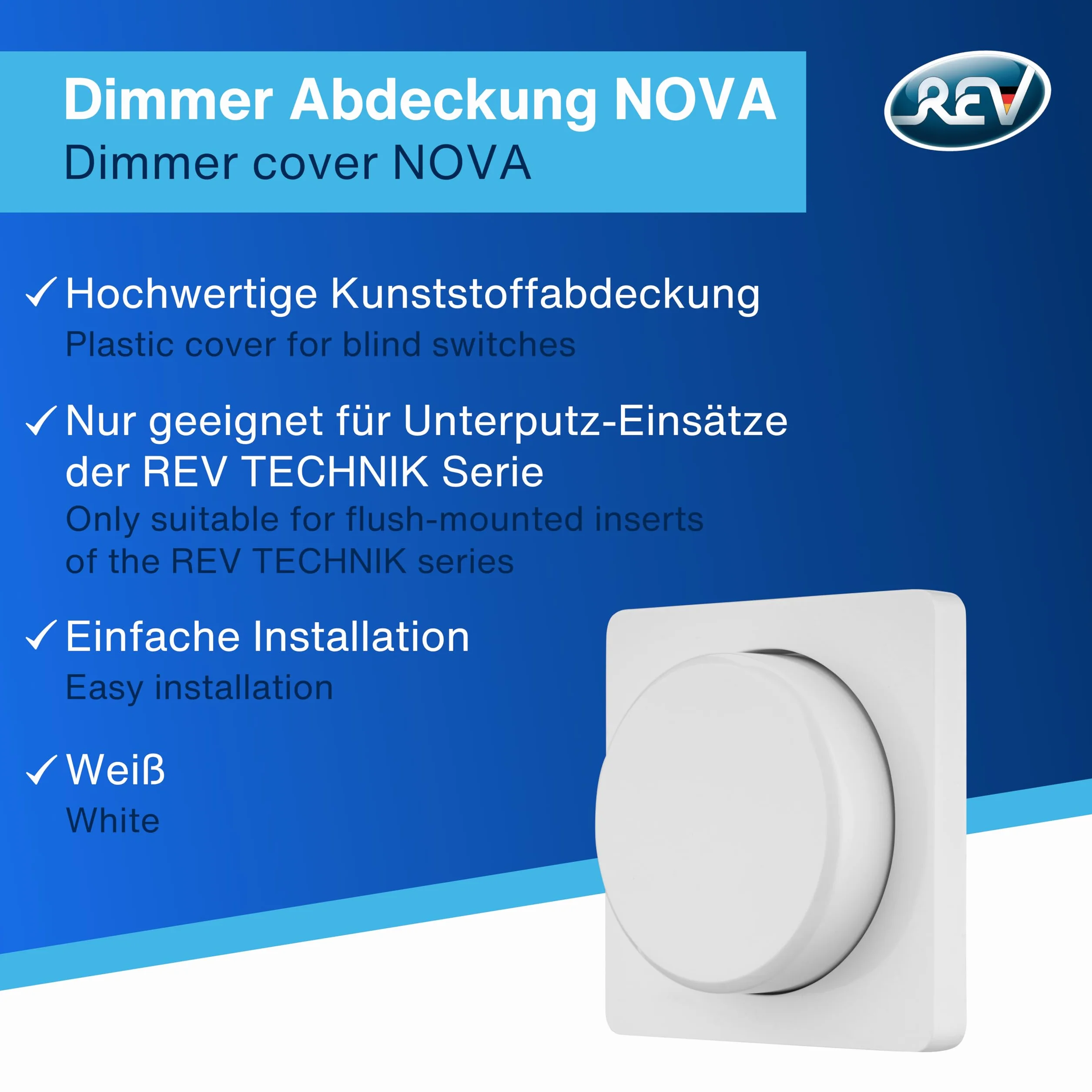 REV Nova Cache variateur Bouton rotatif Blanc