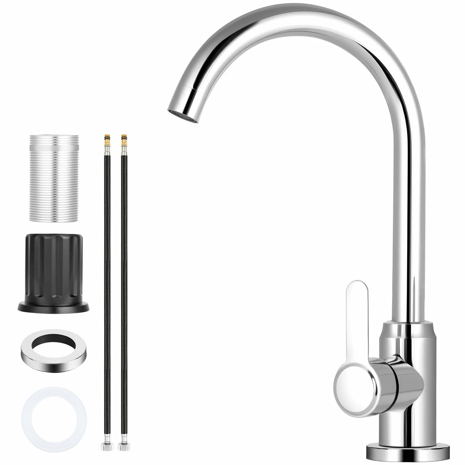 flintronic Robinet de Cuisine Rotatif 360° Mitigeur Monocommande Evier Chromage Eau Chaude Froide