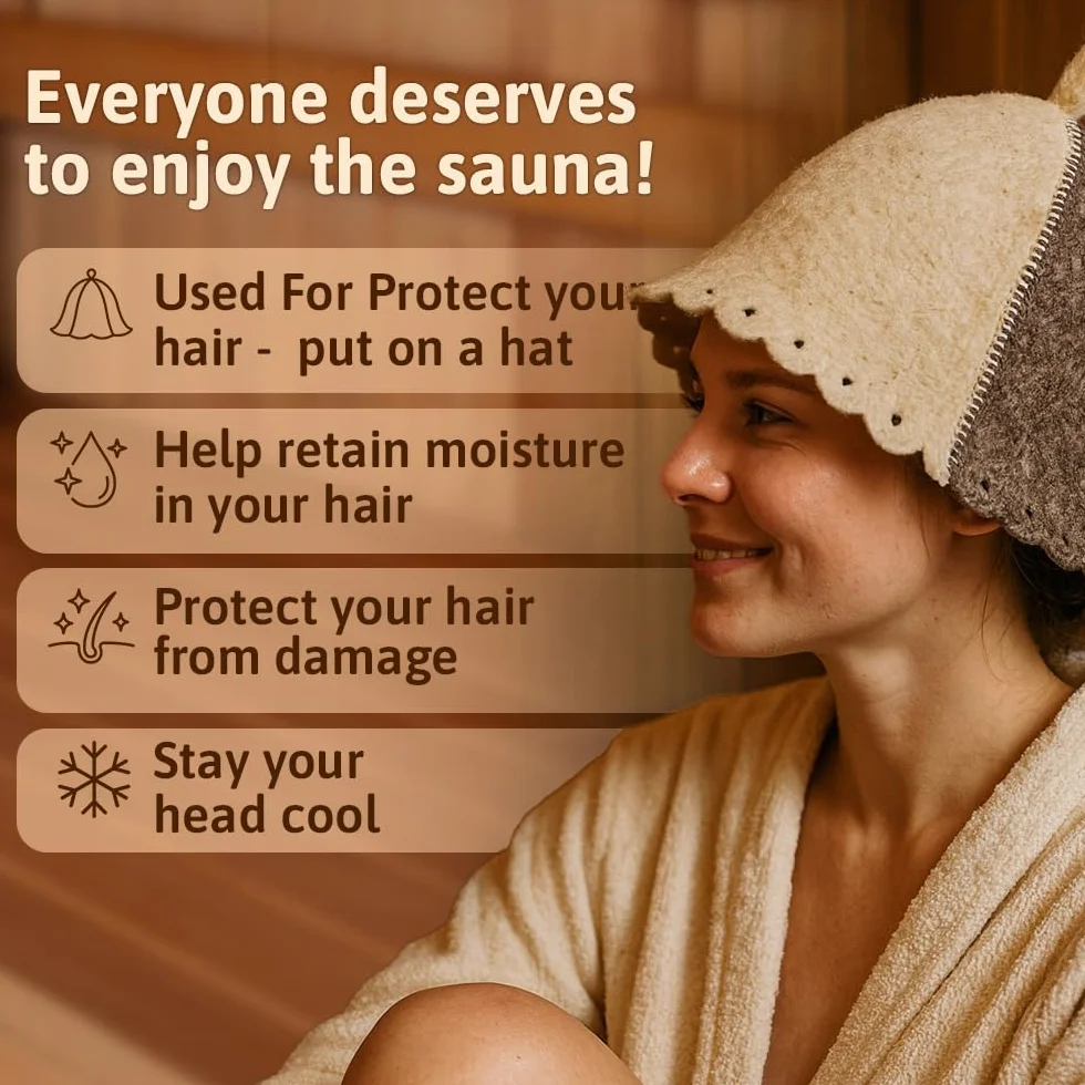 Chapeau de sauna finlandais en laine homme gris blanc feutre