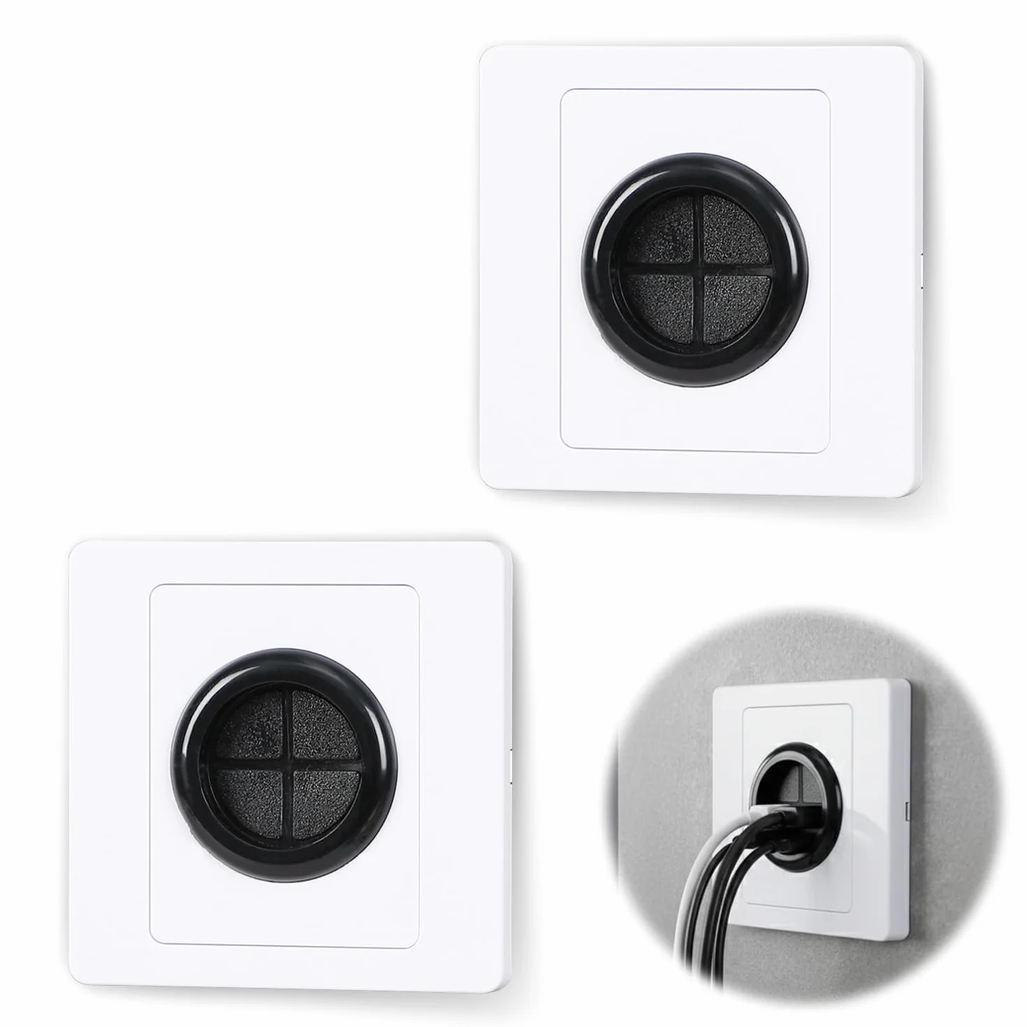 Lot de 2 Passe-Câbles Muraux, Gestion des Câbles pour TV et Bureau