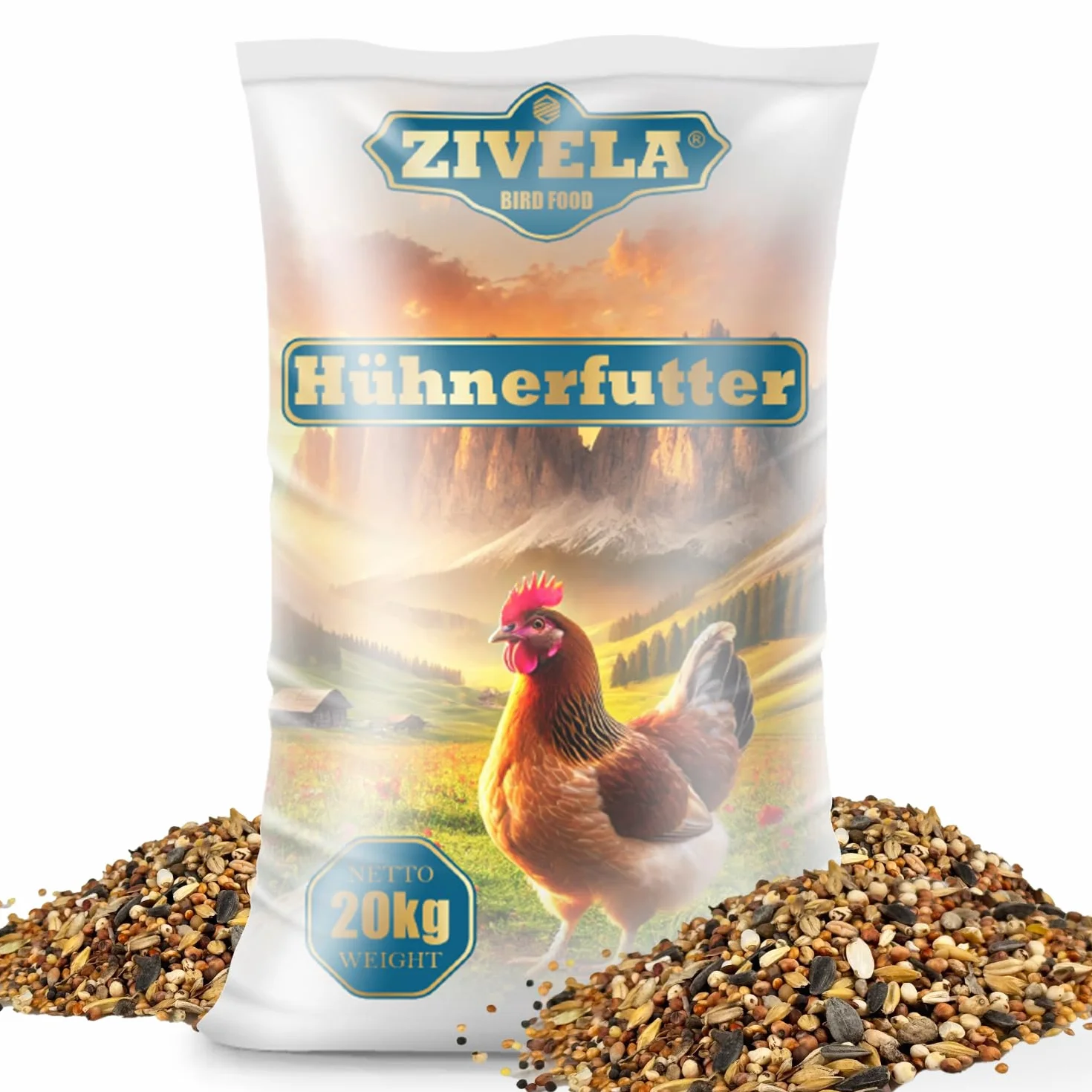 Nourriture pour poulets 20 kg Graines de volaille Non OGM Mélange de grains