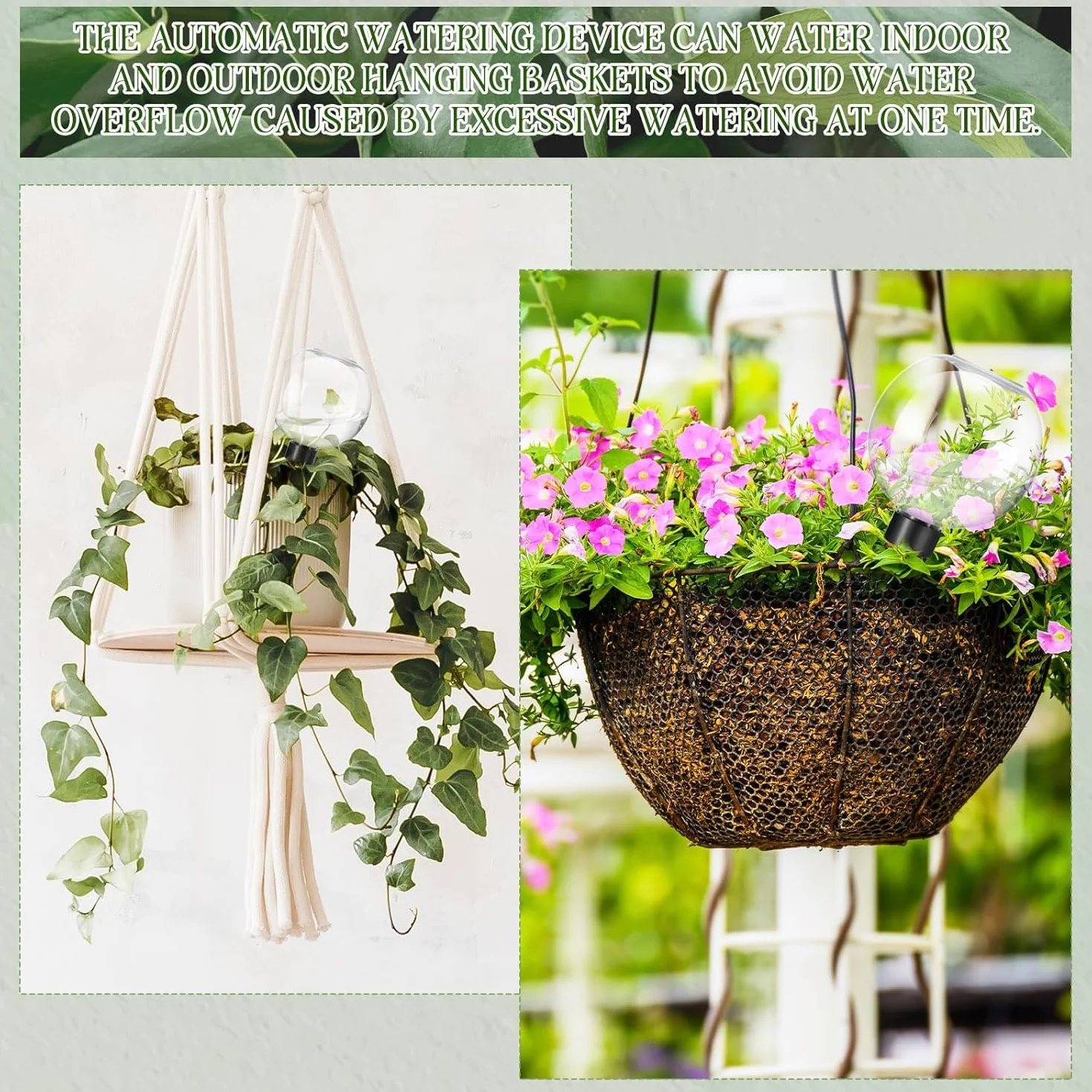 Pipihome Boule Arrosage Plante, Lot de 4 Globe d'Arrosage Goutte, Arrosage Plante Vacances Automatique Transparent, Cônes d'argile d'Irrigation Boules d'Intérieur et d'Extérieur