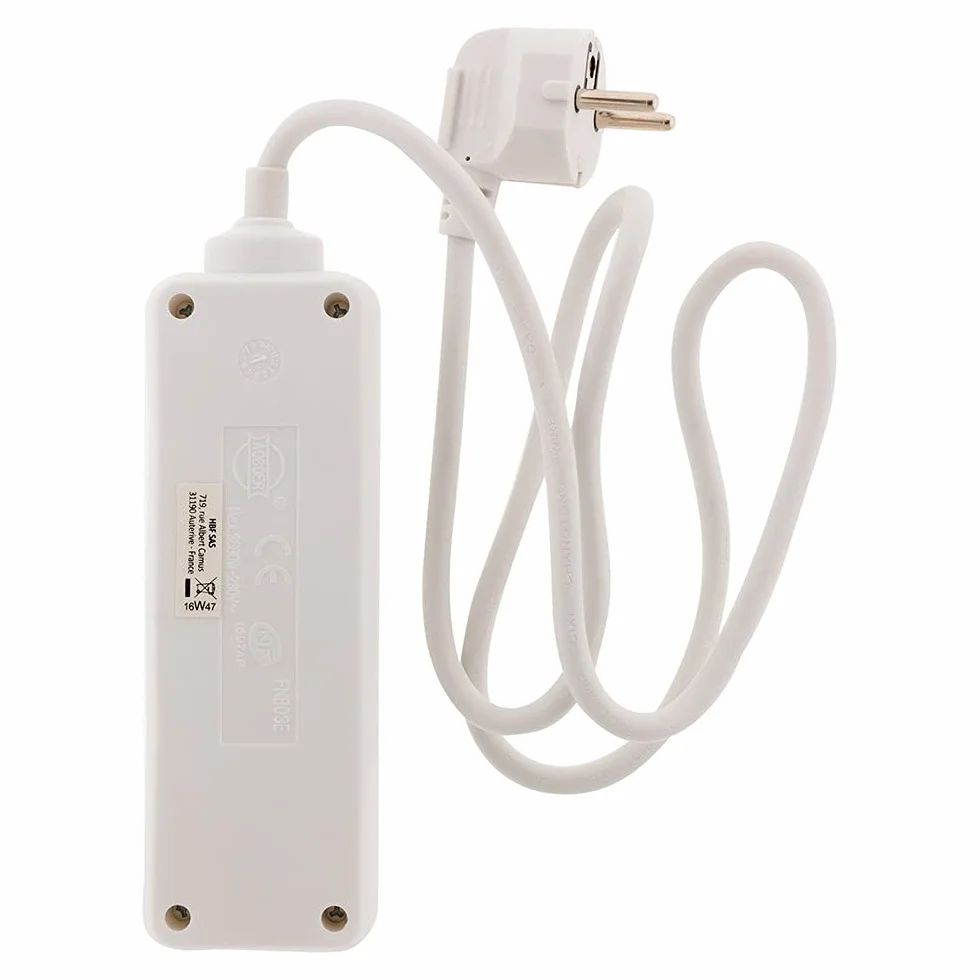 Bloc multiprise 3 prises 2P+T 16A Blanc Zenitech