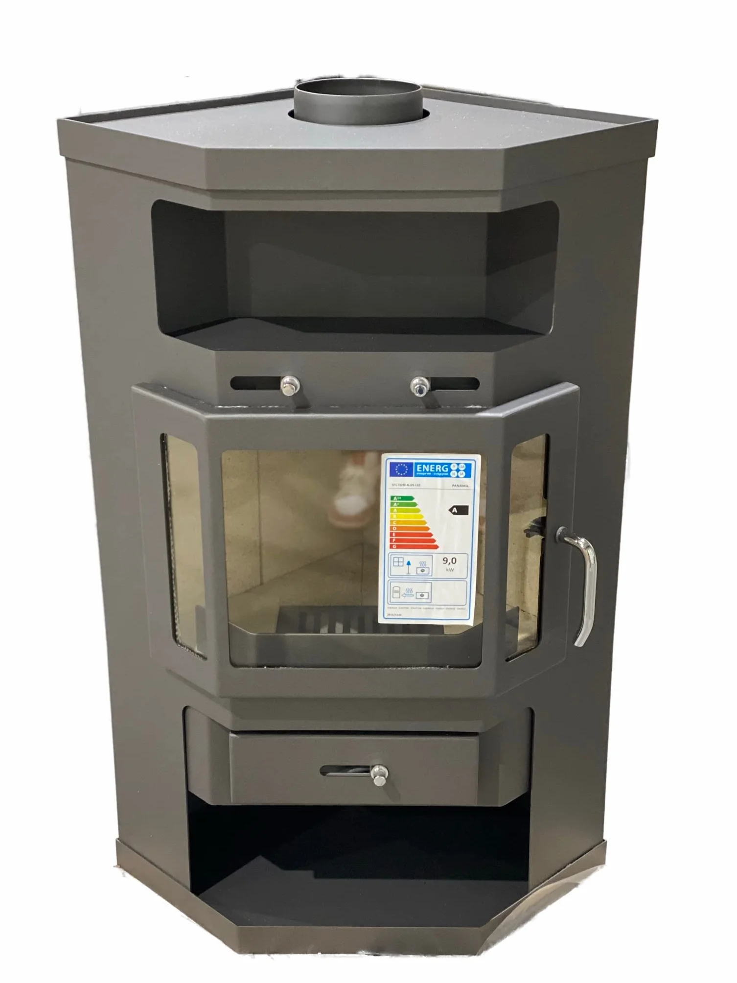 Poêle d'angle Victoria 05 Panama 9,0 kW Gris