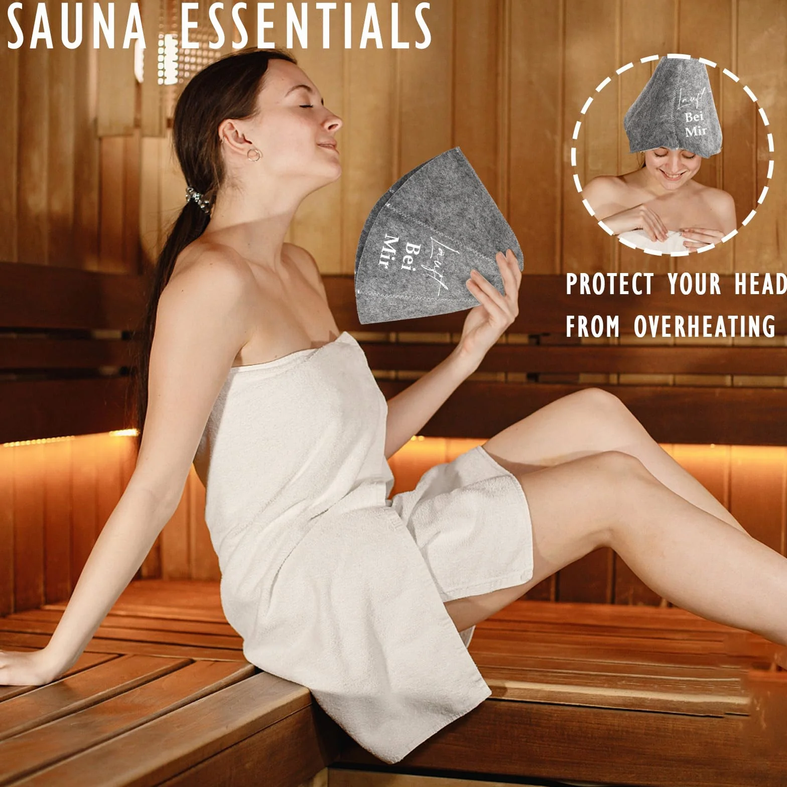 Bonnet de sauna en feutre lot de 2 pour homme et femme