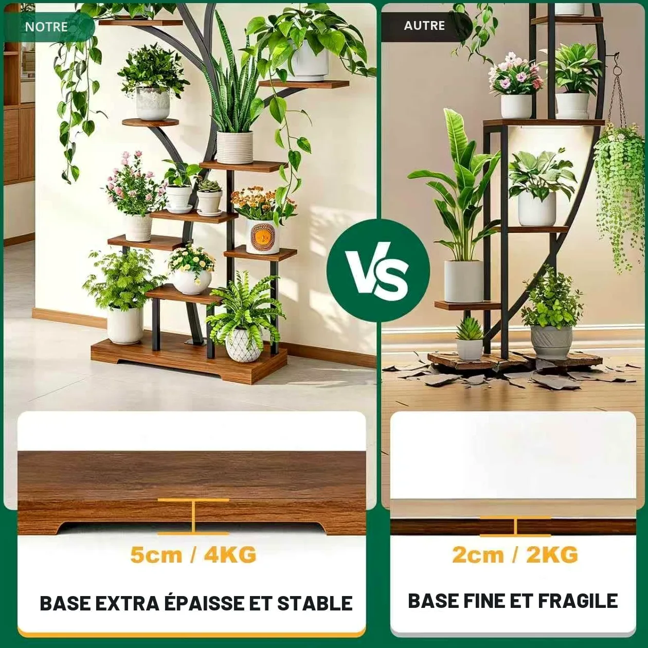 Étagère Plantes d’Intérieur à 11 Niveaux avec Lampes LED, Support Plantes en Métal 160 cm, Gain de Place pour 15–18 Pots, Coin Salon, Chambre, Balcon – Marron