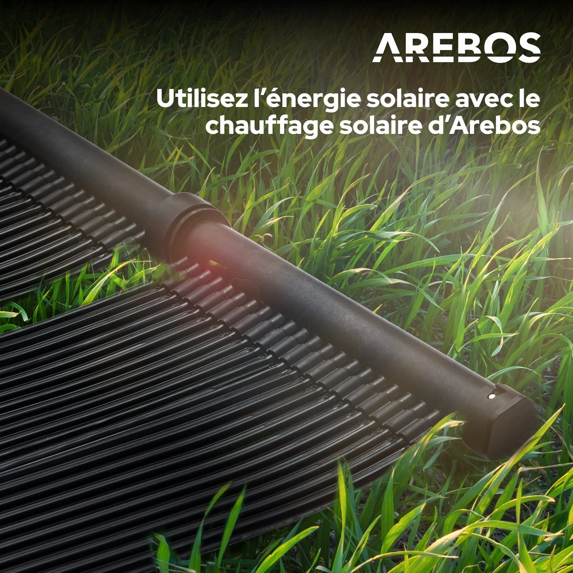 AREBOS Chauffage Solaire Collecteur Piscine Kit 300x66 cm Noir UV Résistant Extensible