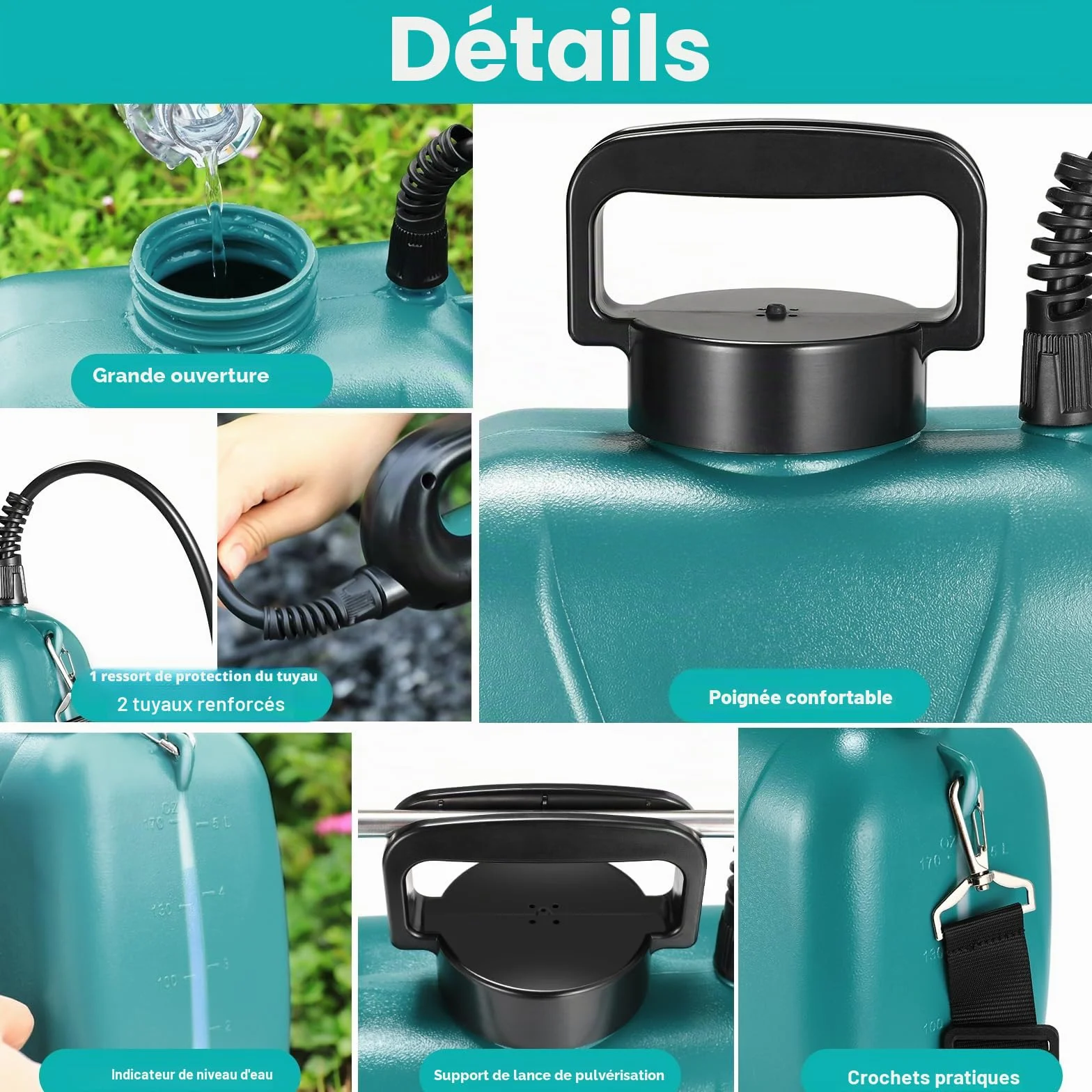 TLGREEN Pulverisateur Electrique à Batterie 8L, 7.4V/2000 mAh Pulverisateur de Jardin avec 3 Buses Réglable, Pistolet pulvérisateur télescopique pour Pelouse, Cour pulvérisation des Plantes de Jardin
