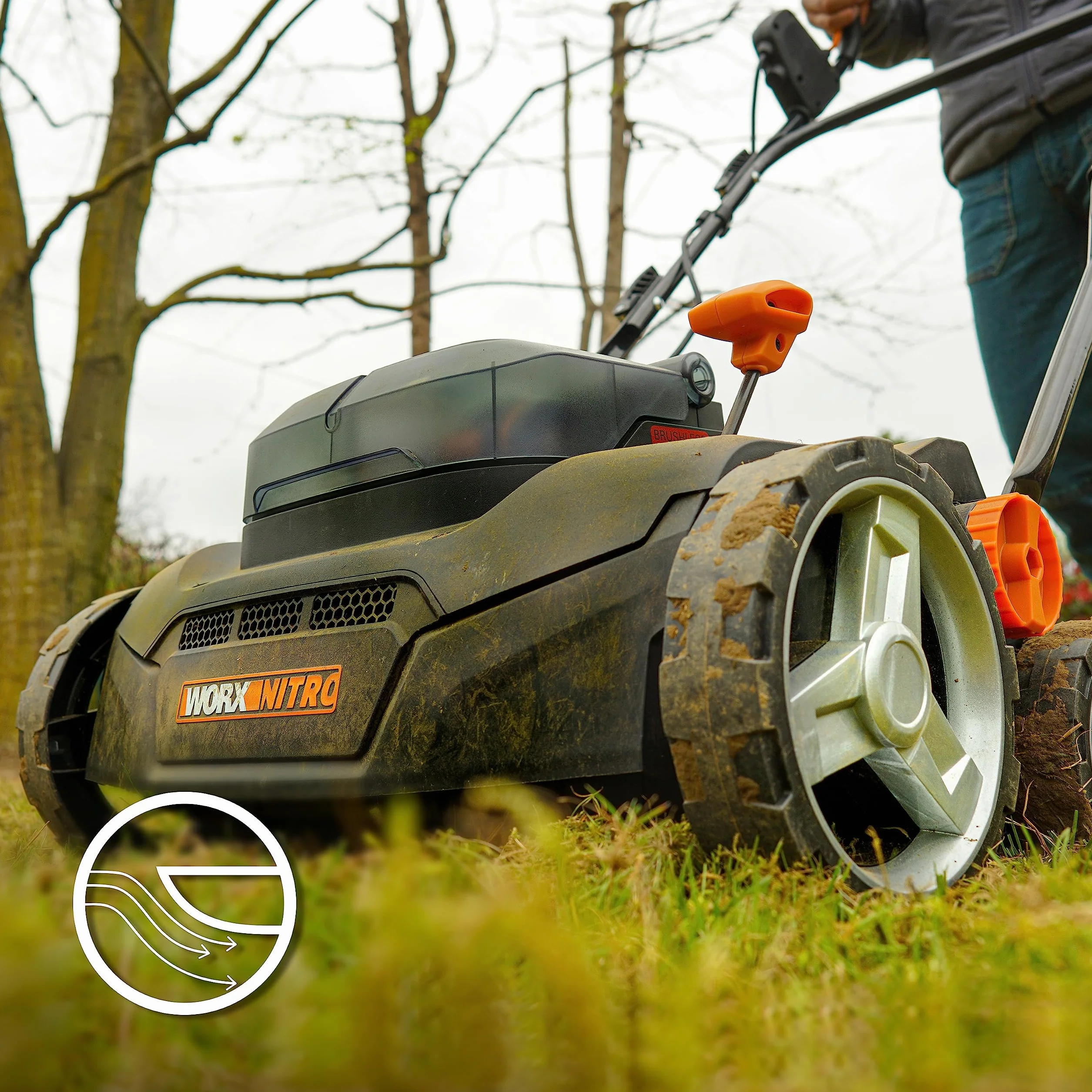 WORX Scarificateur et aérateur sans Fil 40V WG855E.9, Jusqu'à 400m² sur Une Charge, diamètre de 36cm, Sac de 40L, Rouleau d'aération, Rouleau de Scarification, Livré sans Batterie ni Chargeur