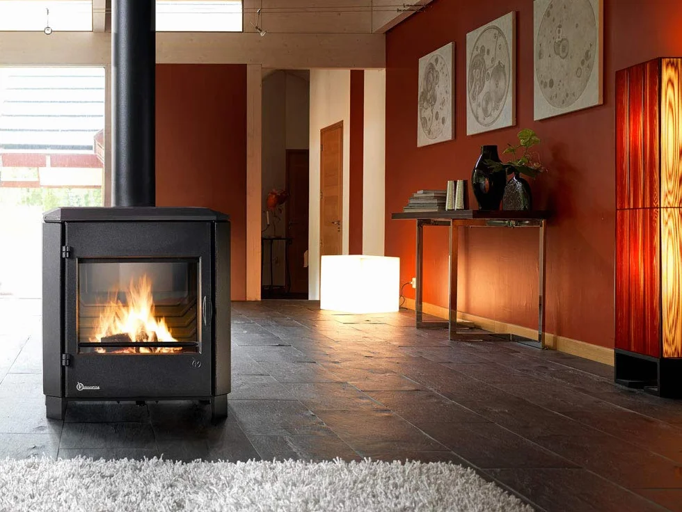 Invicta Poêle à bois en Fonte Carolo Noir 8 kW Surface de Chauffe 40-100 m² Flamme Verte 7 étoiles
