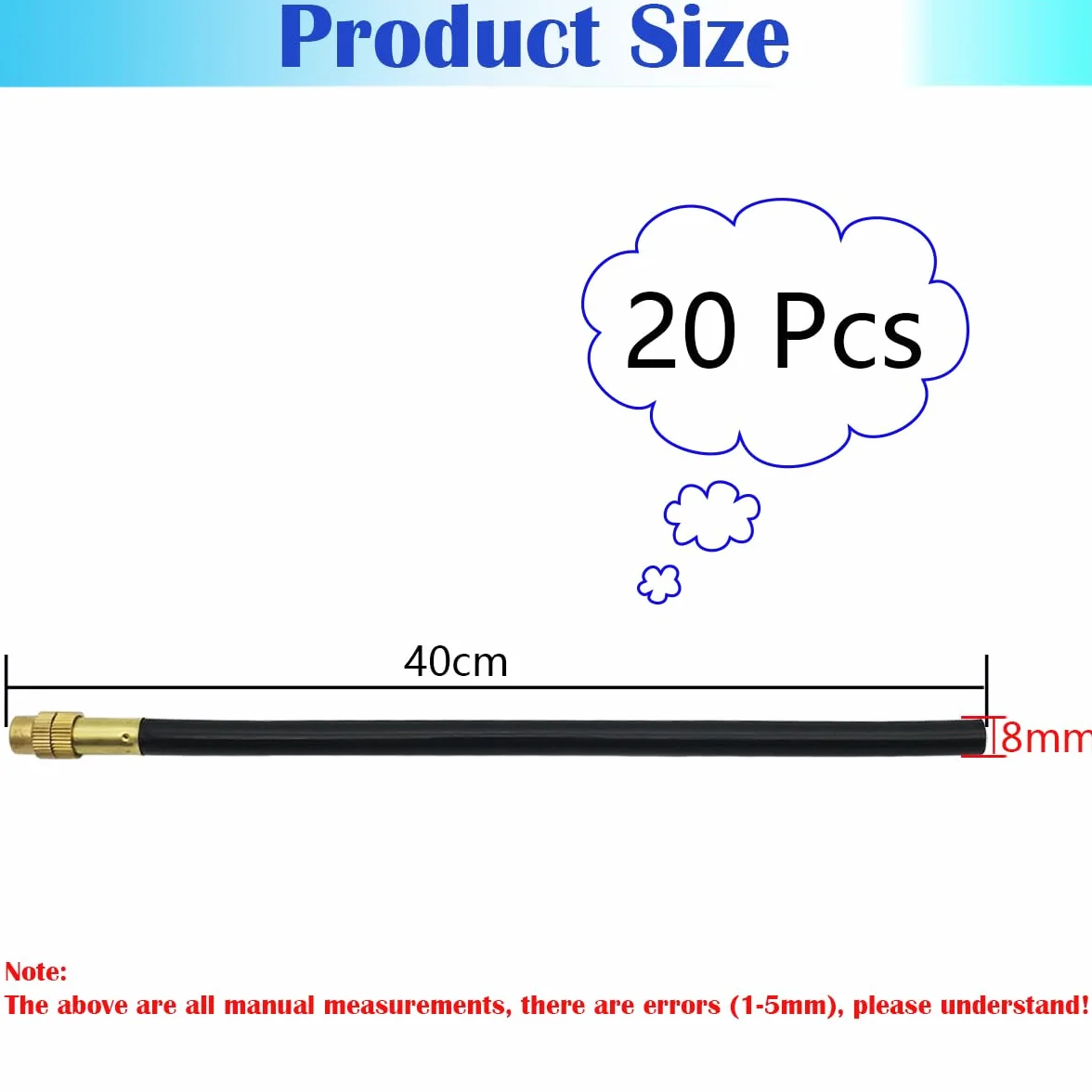 Buse de brumisation, Dujelixa Buse de pulvérisation en laiton 40 cm, réglage universel, pour systèmes d'arrosage, pour systèmes d'arrosage avec tuyau d'eau de 8 mm de diamètre extérieur (20 pièces)