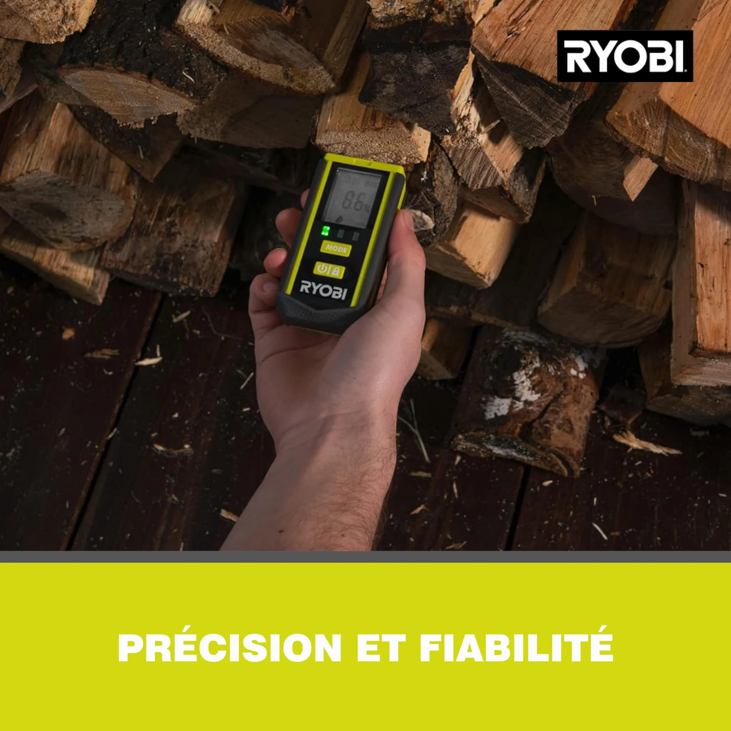 RYOBI Testeur d’Humidité RBPINMM1 Détection Bois Matériaux Bâtiment Grand Écran LCD Compact
