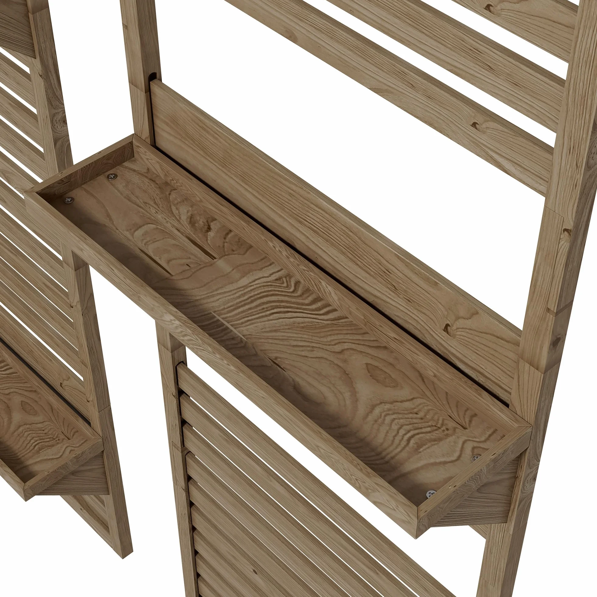 Outsunny Lot de 2 support plantes intérieur avec étagères suspendues et treillis en bois massif