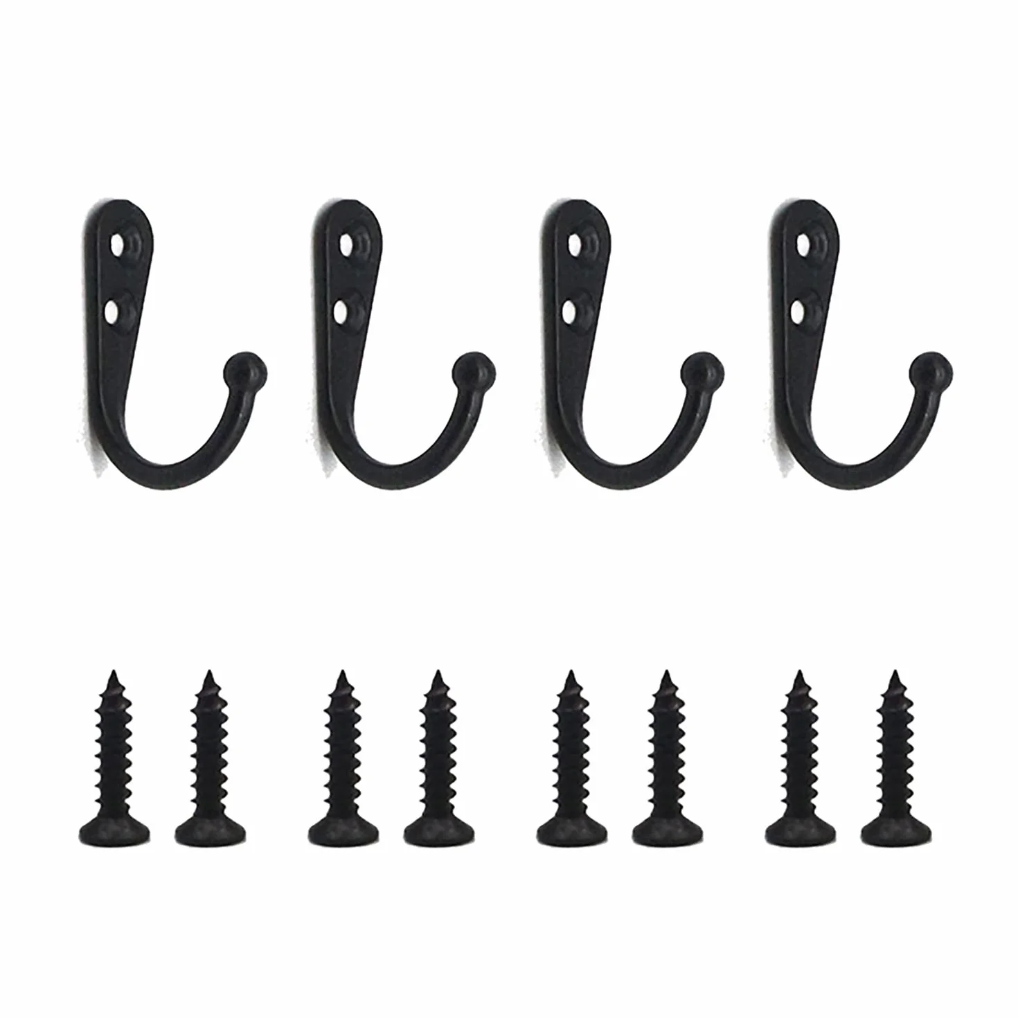 Crochets Muraux Noir Patère Crochets Simples 4 pièces