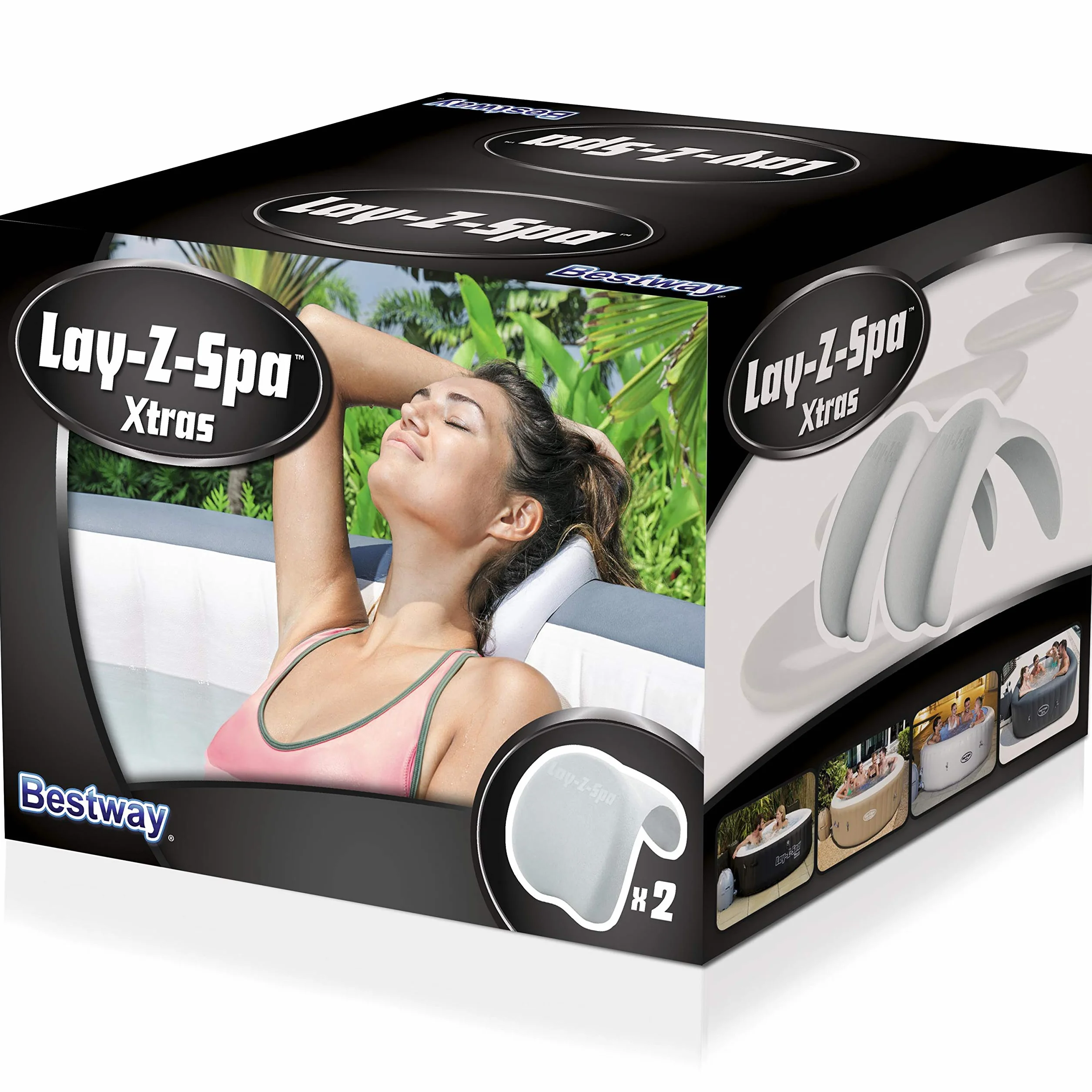 Bestway 58580 Repose-Tête pour Spa Gonflable lay-Z-Spa™ (Lot de 2), 25 cm X 19,5 cm X 17,5 cm