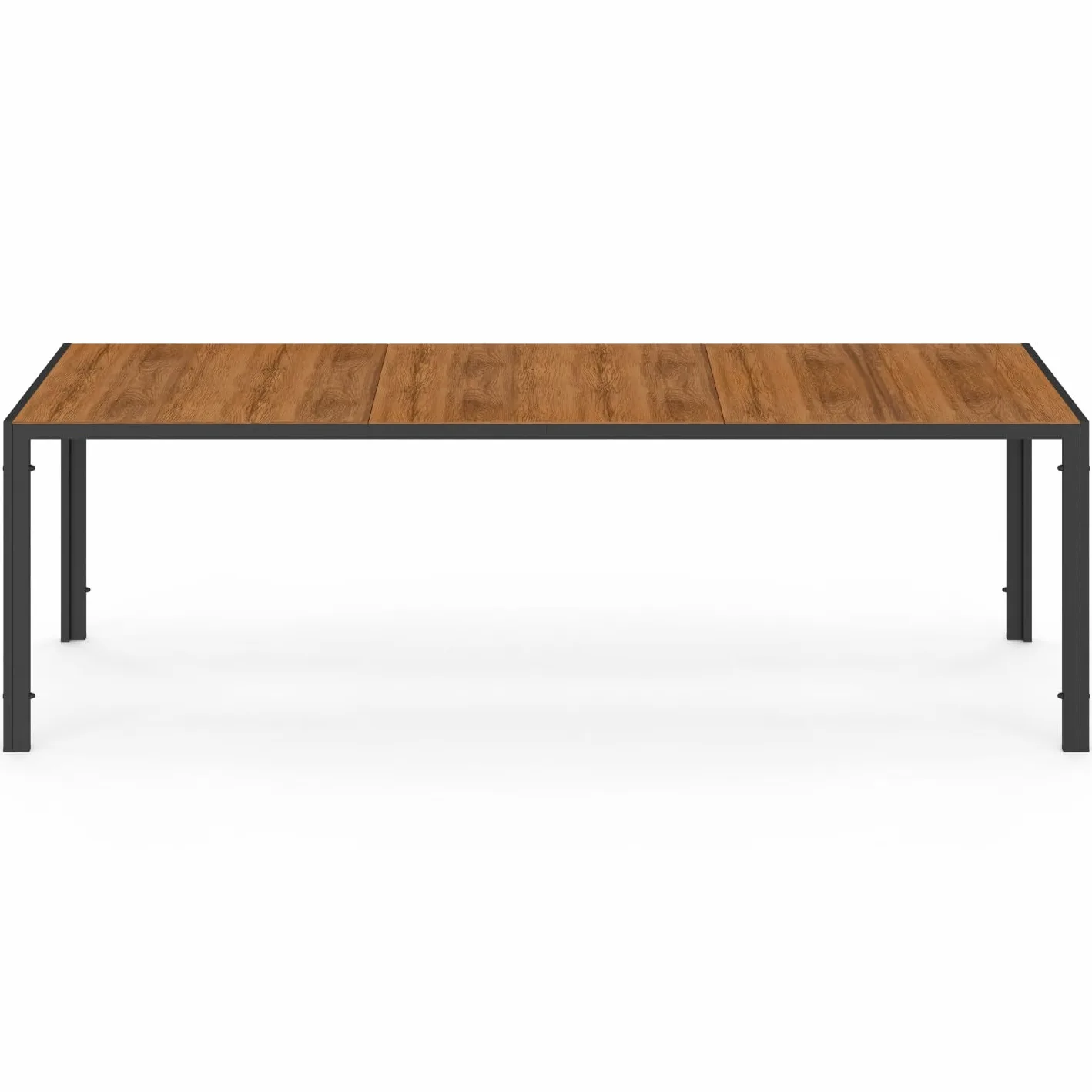 IDMarket - Salon de Jardin NOUMEA Table 240 cm Plateau Verre trempé Effet Bois et 10 chaises empilables Noir et Bois