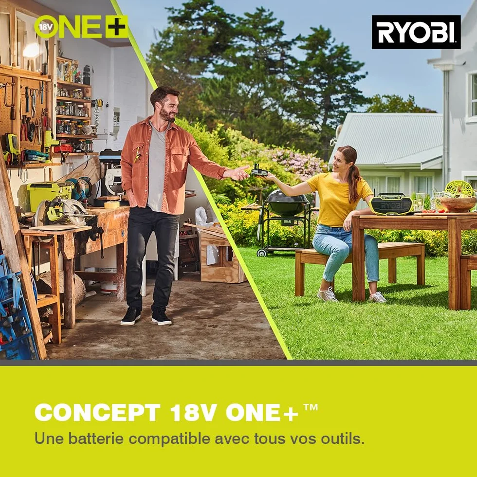 RYOBI Aspirateur Eau et Poussière sans Fil 18V One+ R18WDV-0 Cuve 11L Tuyau 1,8 m Accessoires Inclus