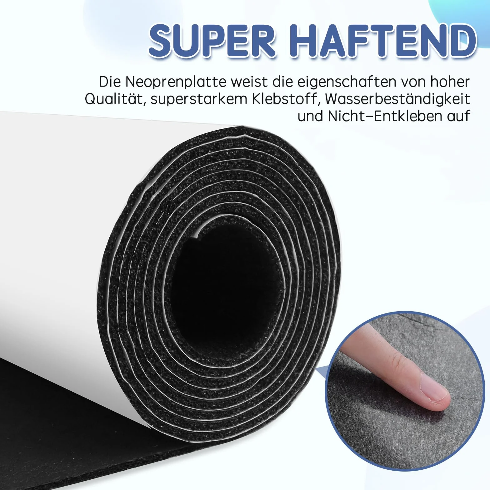 Rouleau de mousse autocollante anti vibration isolation phonique 300mm×1,5mm×1,5m Noir