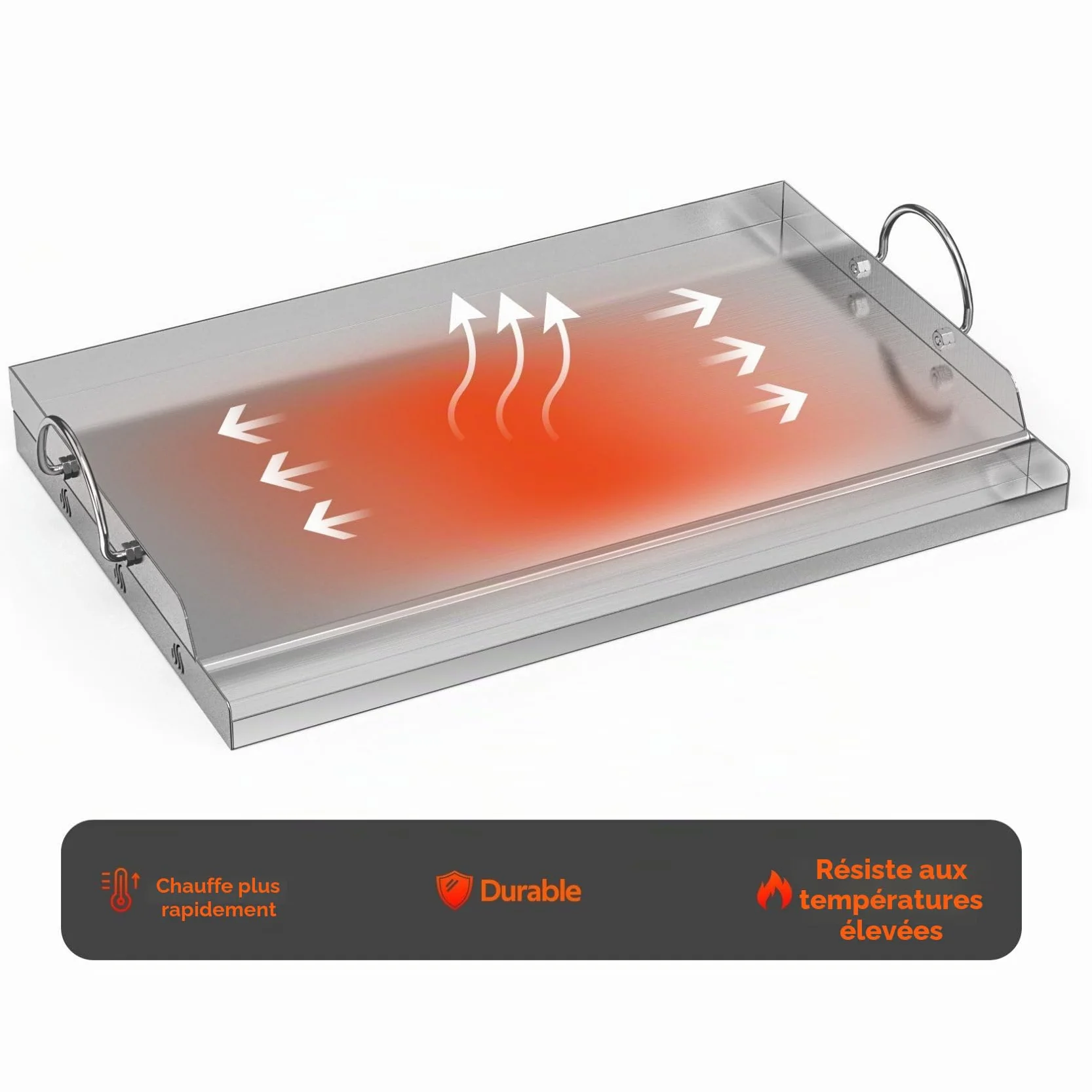 Onlyfire Grande Plaque Plancha en Inox 63.7 x 40.5 cm pour Barbecue Gaz Charbon