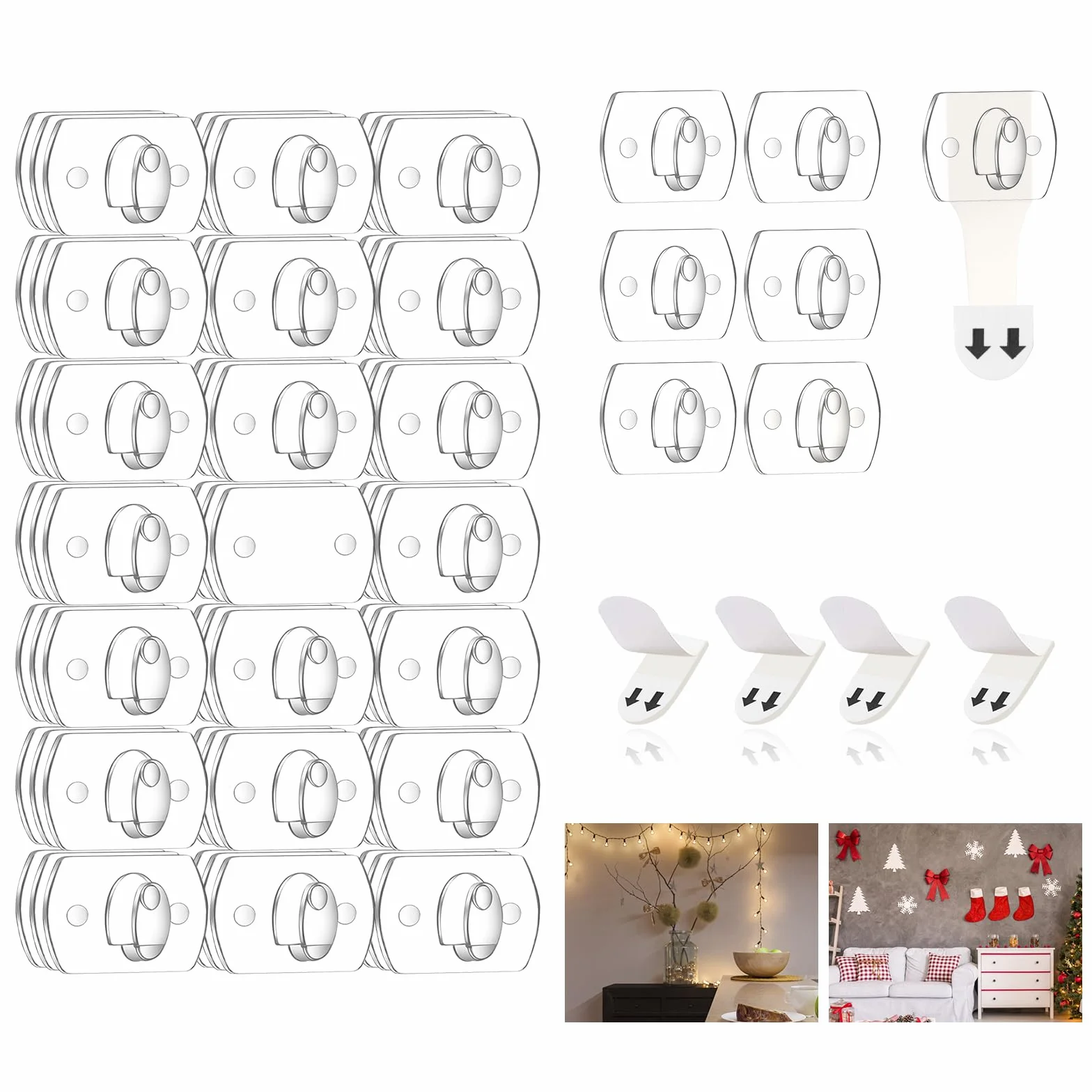 Ainiv 60 Pcs Accroche Tableau Sans Percer Crochets Adhésifs Muraux avec Bandes Adhésives
