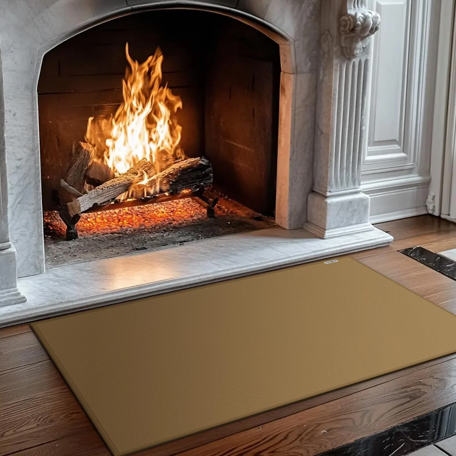 Tapis de cheminée ignifugé anti feu 105 x 60 cm Marron