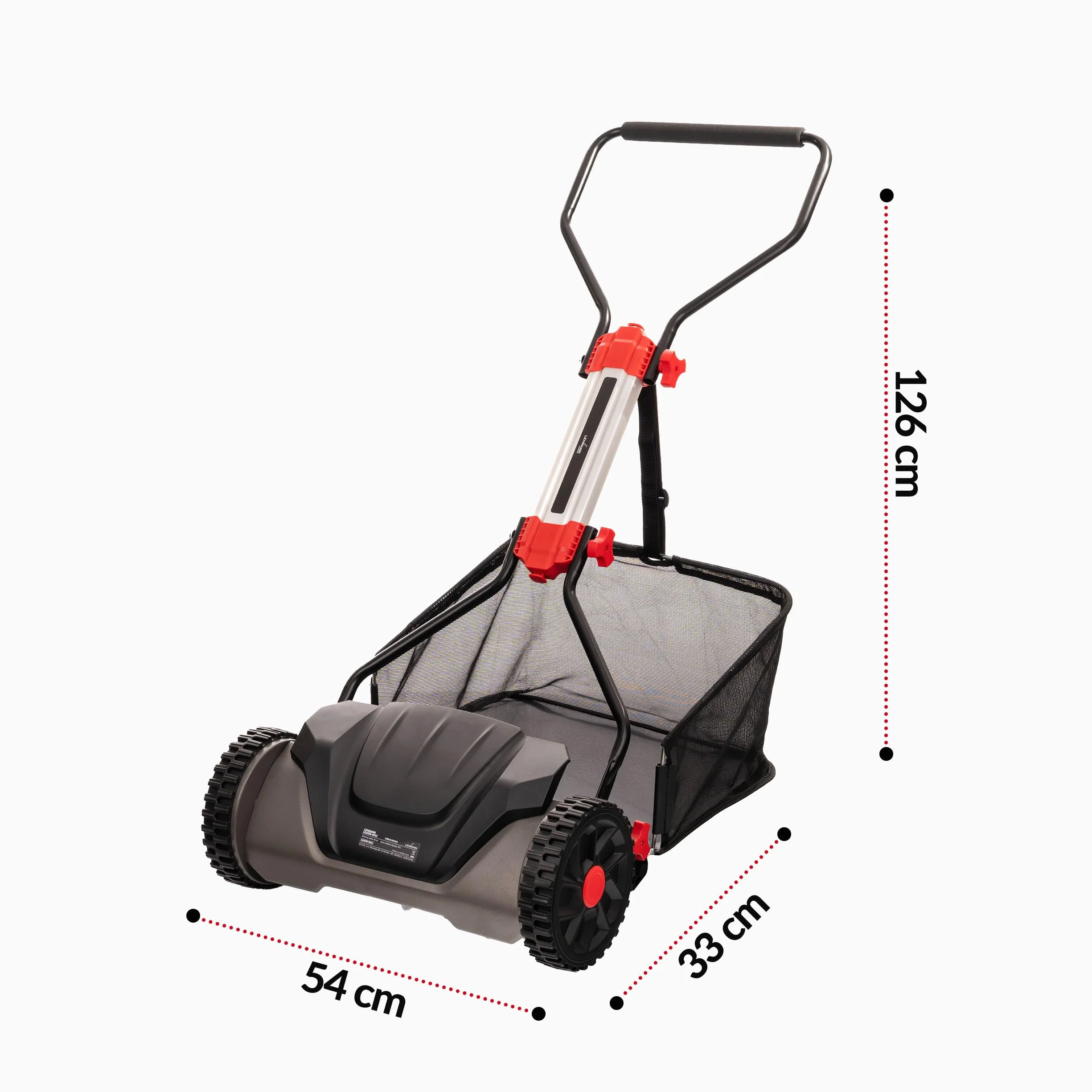LEHMANN Tondeuse Hélicoïdale 40 cm avec bac 30 L – Tondeuse Manuelle Mécanique 5 Lames, Hauteur de Coupe réglable 15-42 mm
