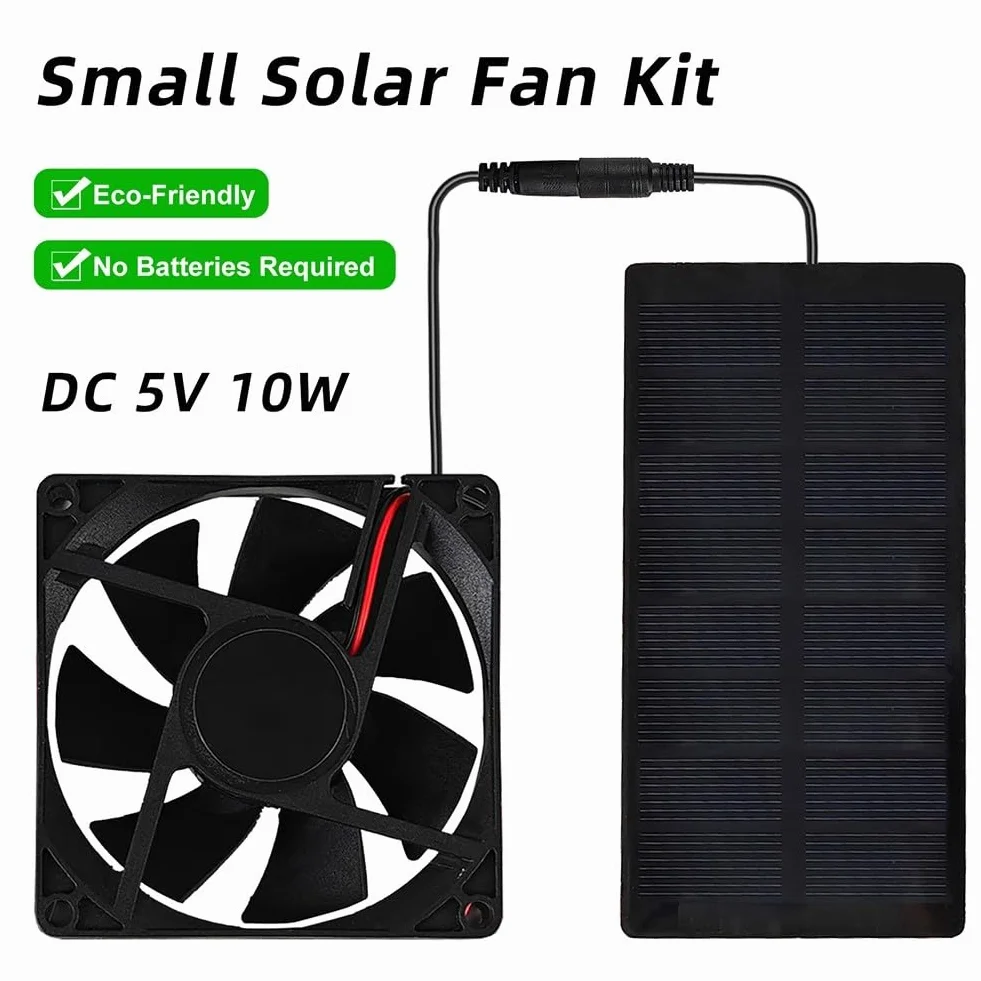 Ventilateur solaire 10W 5V IP65 étanche pour camping poulailler serres