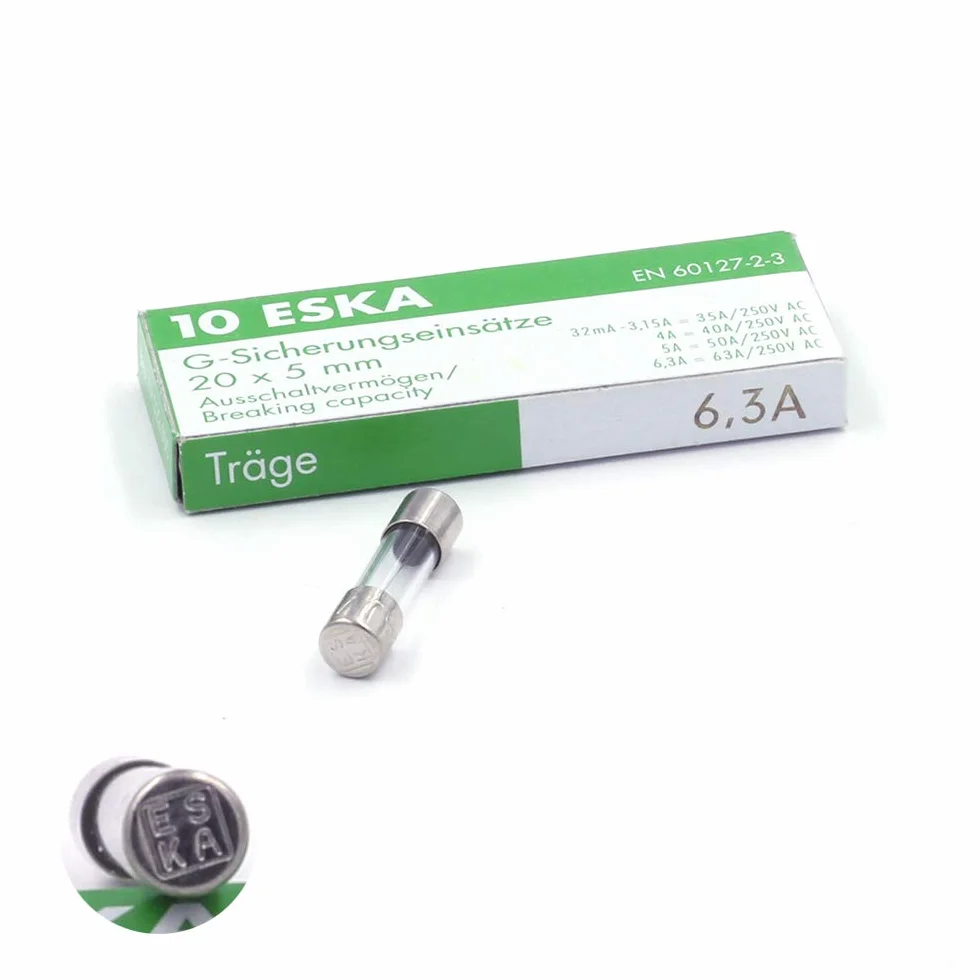 Fusible temporisé (T) en verre 6.3A 250VAC 5x20mm