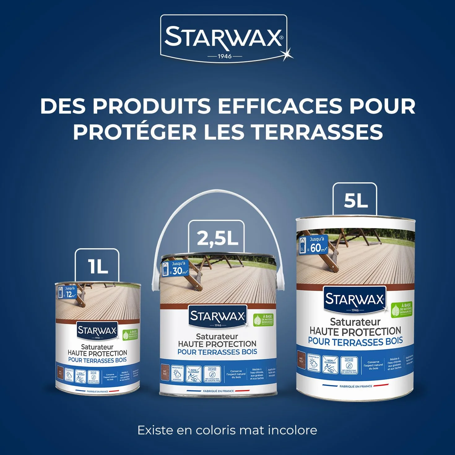 STARWAX Saturateur Haute Protection Teck 5L pour Bois Extérieurs