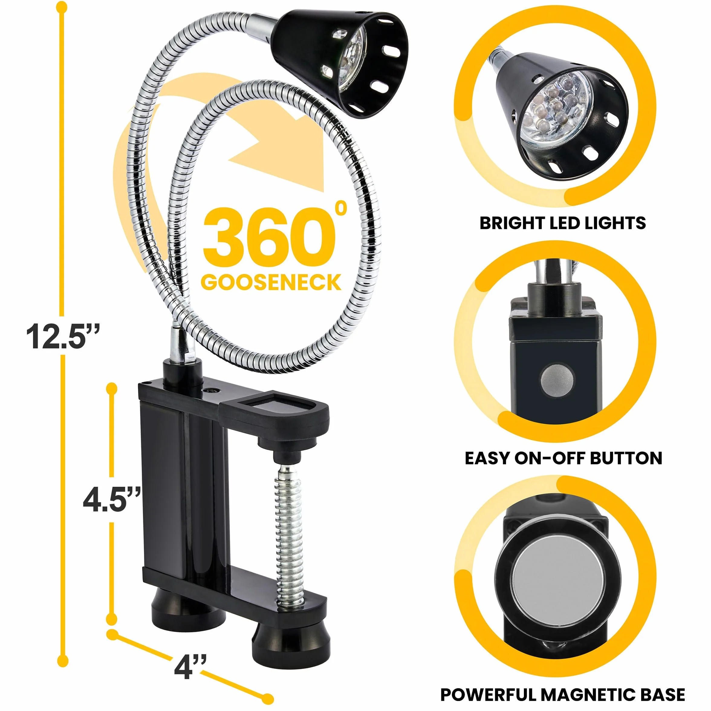 Lampe de barbecue LED magnétique flexible col de cygne 360° résistant intempéries