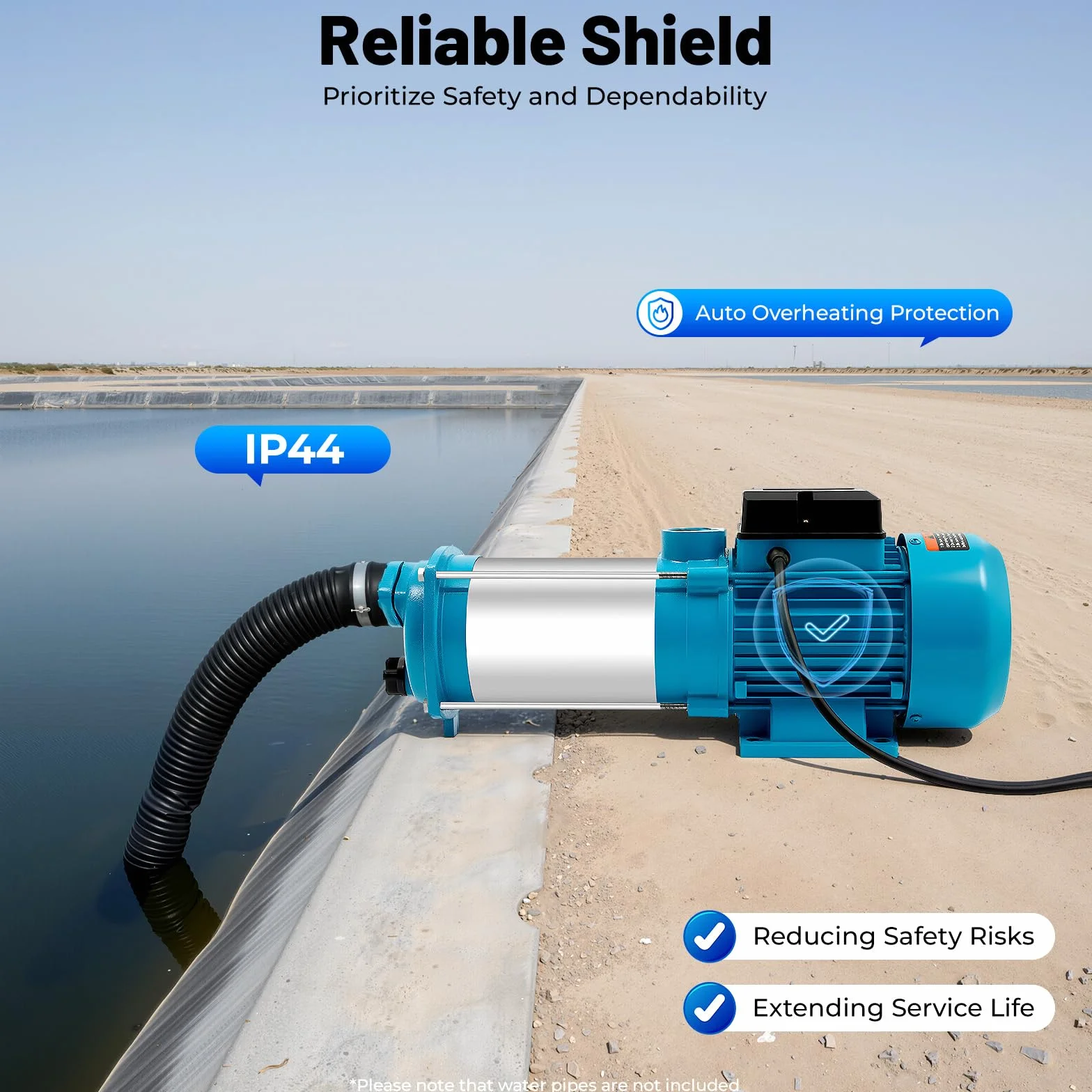 Pompe de surface 2200W 10 bar 4000 L/h 1" acier inoxydable haute pression pour puits irrigation maison