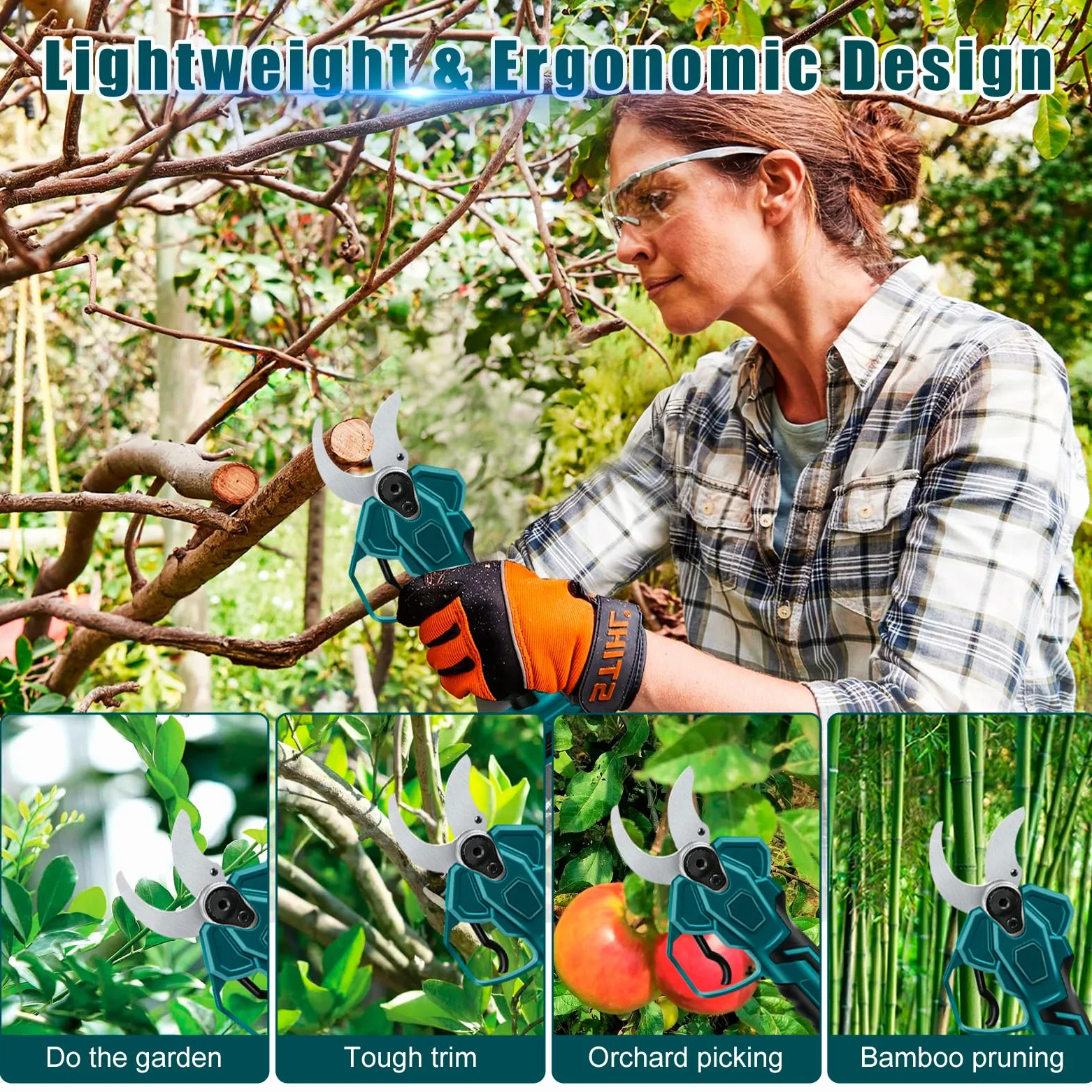 Sécateur Électrique Sans fil Compatible avec Makita 18 V (Sans batterie) ﻿ | 65mm Secateur à batterie Professionnel Secateur de Jardin avec LCD, Moteur Sans Balais pour Jardinage, Vigne, Arbre Fruitier