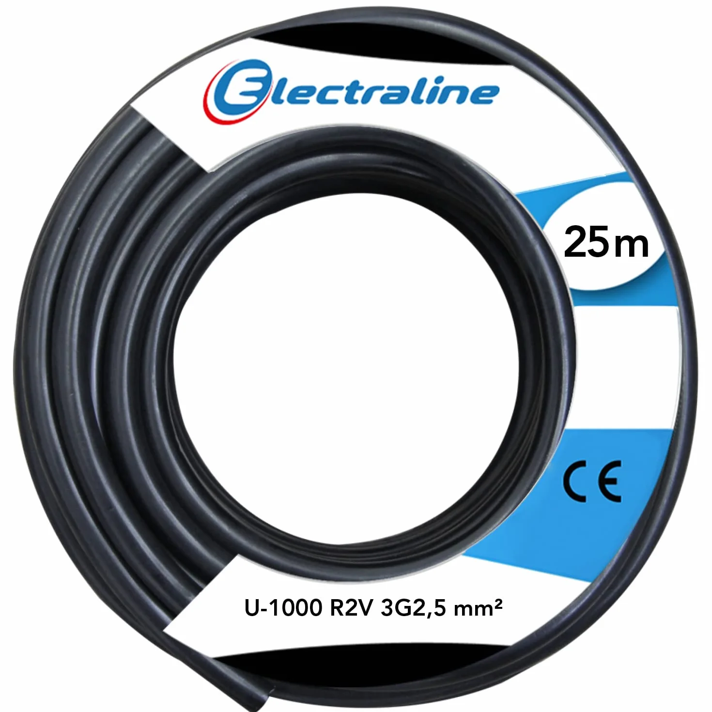 Electraline Couronne U-1000 R2V 3x2,5mm² 25 mètres Noir