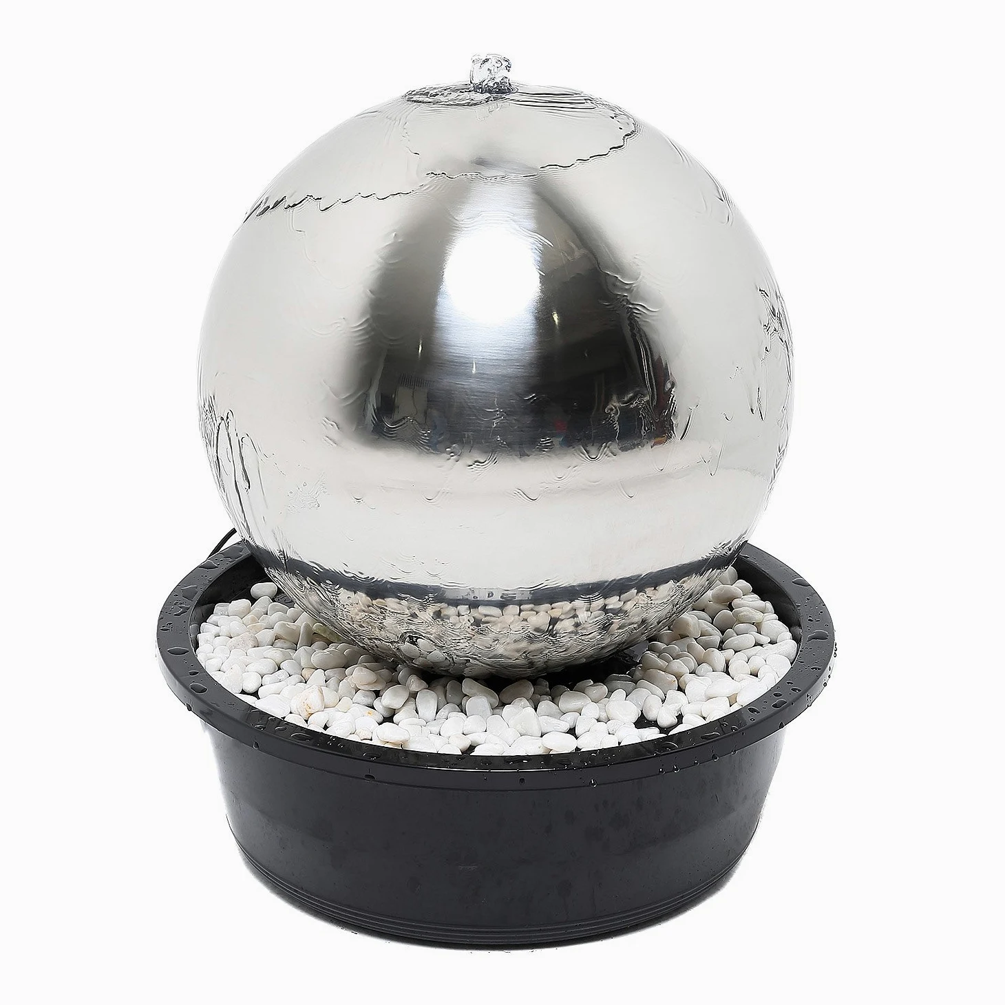 Köhko Fontaine sphérique de 40 cm en Acier Inoxydable Poli Brillant 21004 avec éclairage LED