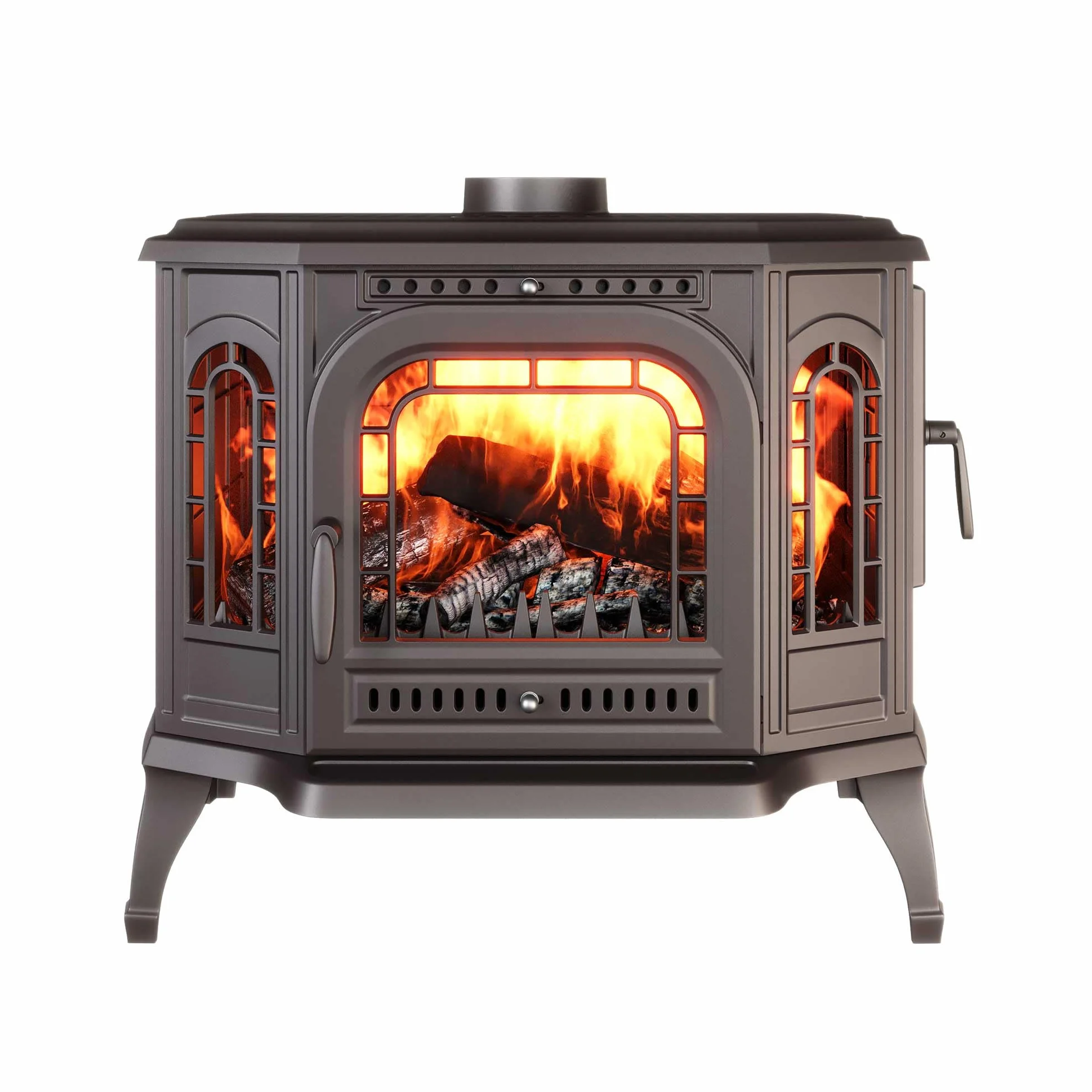 Poêle à bois autonome en fonte noire P7 PB 10,5 kW ECO ouverture réversible droite/gauche
