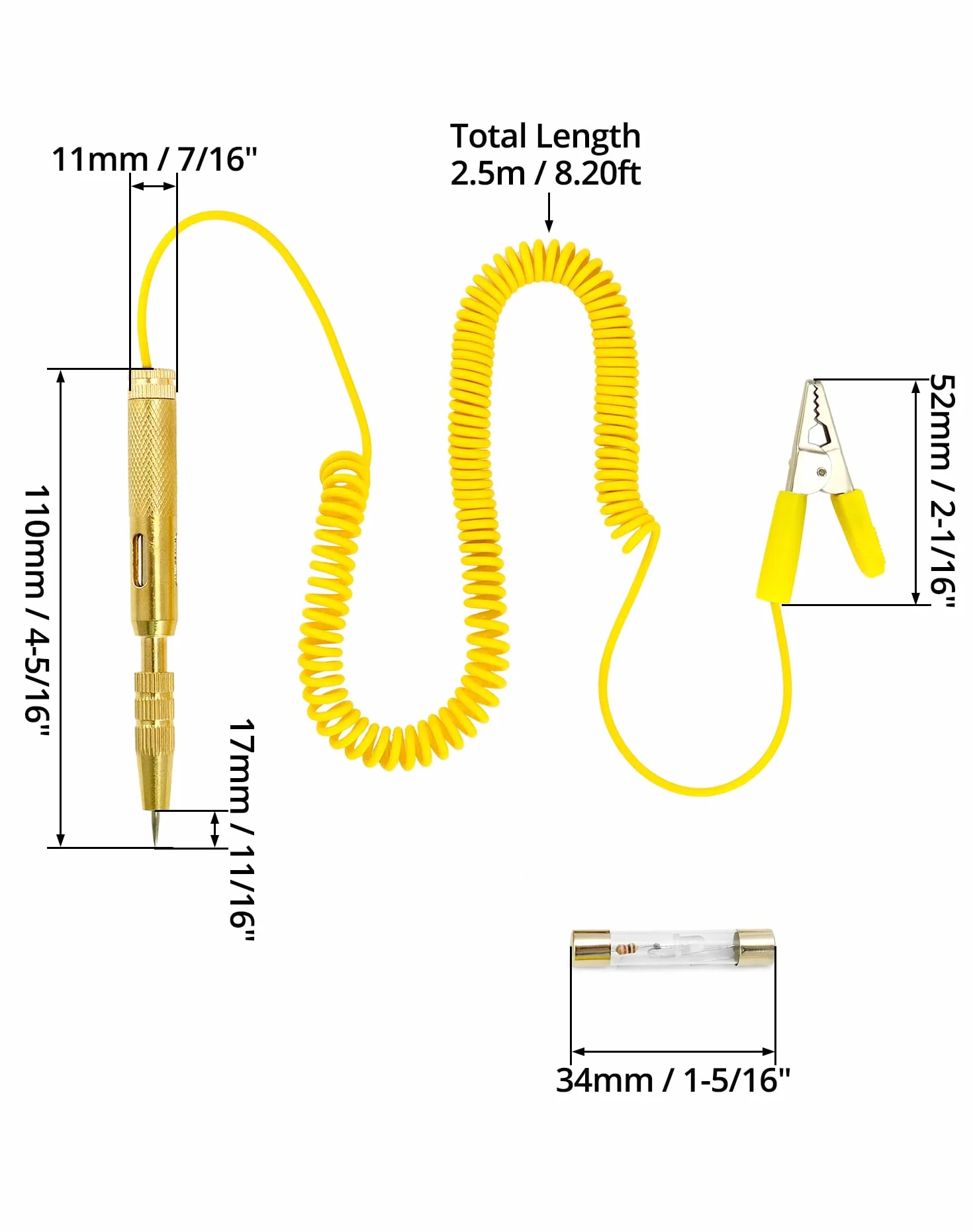 QWORK Testeur de Circuit de Voiture 6V 12V 24V Auto Testeur de Relais, Testeur Électrique avec Lampe Témoin Jaune