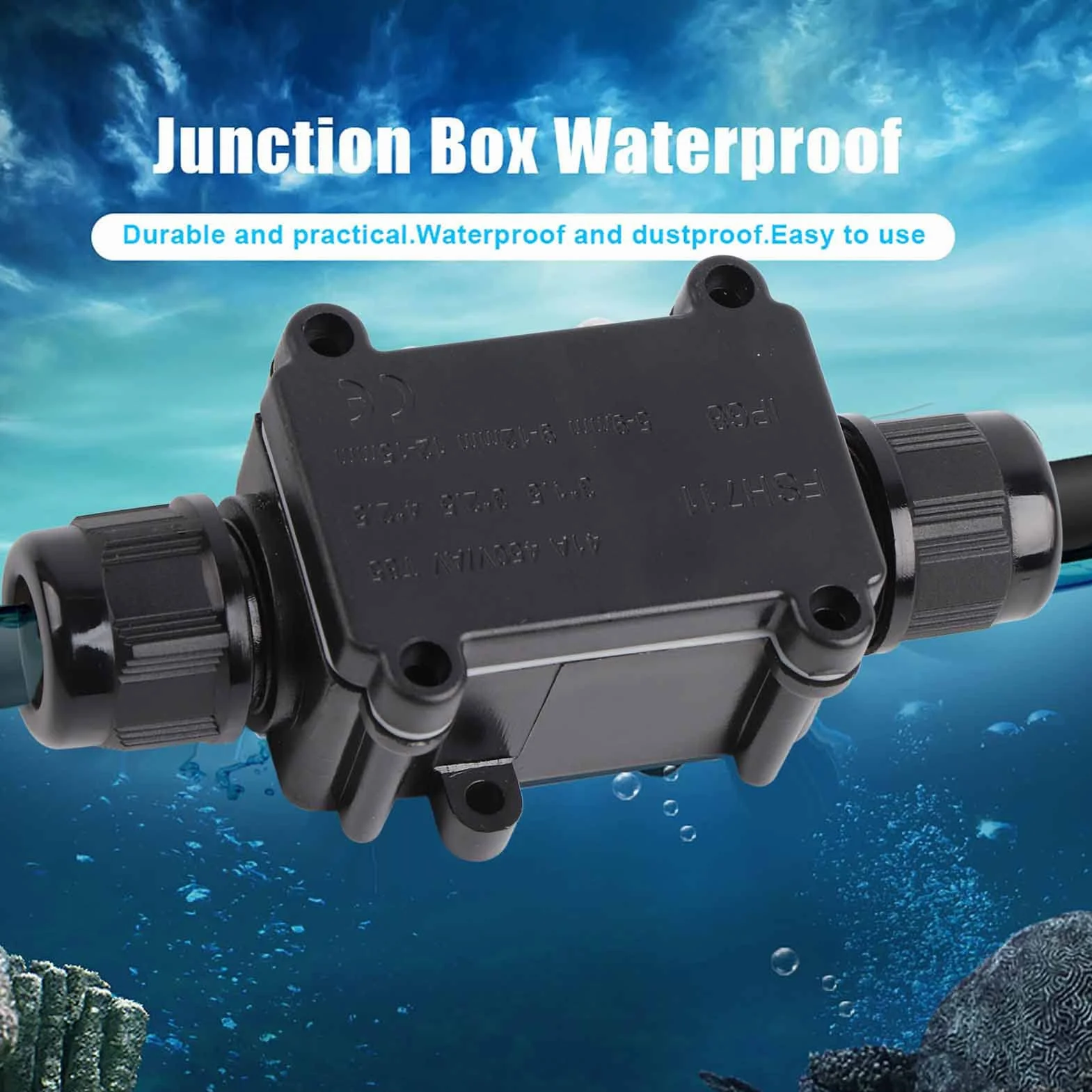 Boîte De Jonction IP68 2 Voies Extérieur étanche Connecteur Protection Ligne Câble Souterrain