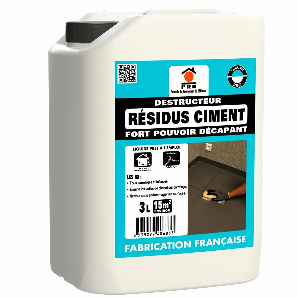 Décapant Résidus de Ciment 3L - Nettoyant Puissant pour Traces de Laitance et Dépôts de Ciment