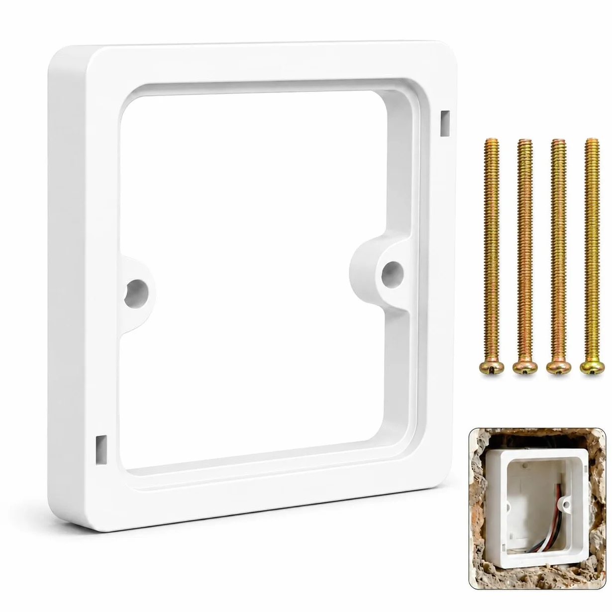 Entretoise Prise Électrique 10mm, Rallonge Boîtier Prise Unique 1 Poste, Kit Extension Durable Interrupteur Lumière Blanc