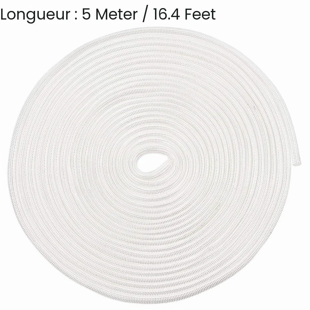 sourcing map Gaine Isolation Tresse 16.4 Pied 3 mm Haute Température Fibre Verre Manchon Blanc