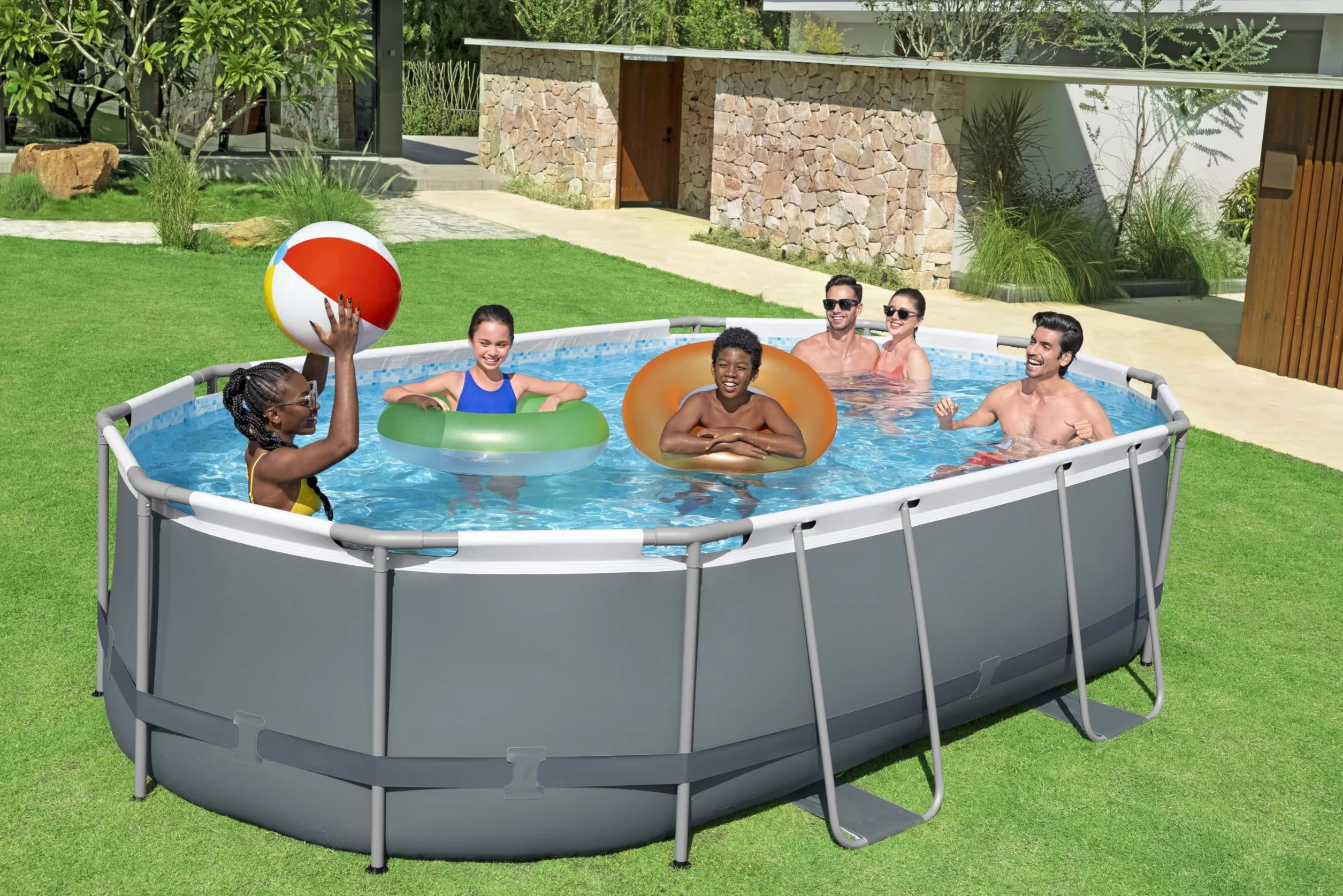 Bestway Ensemble de piscine Power Steel Ovale 488x305x107 cm