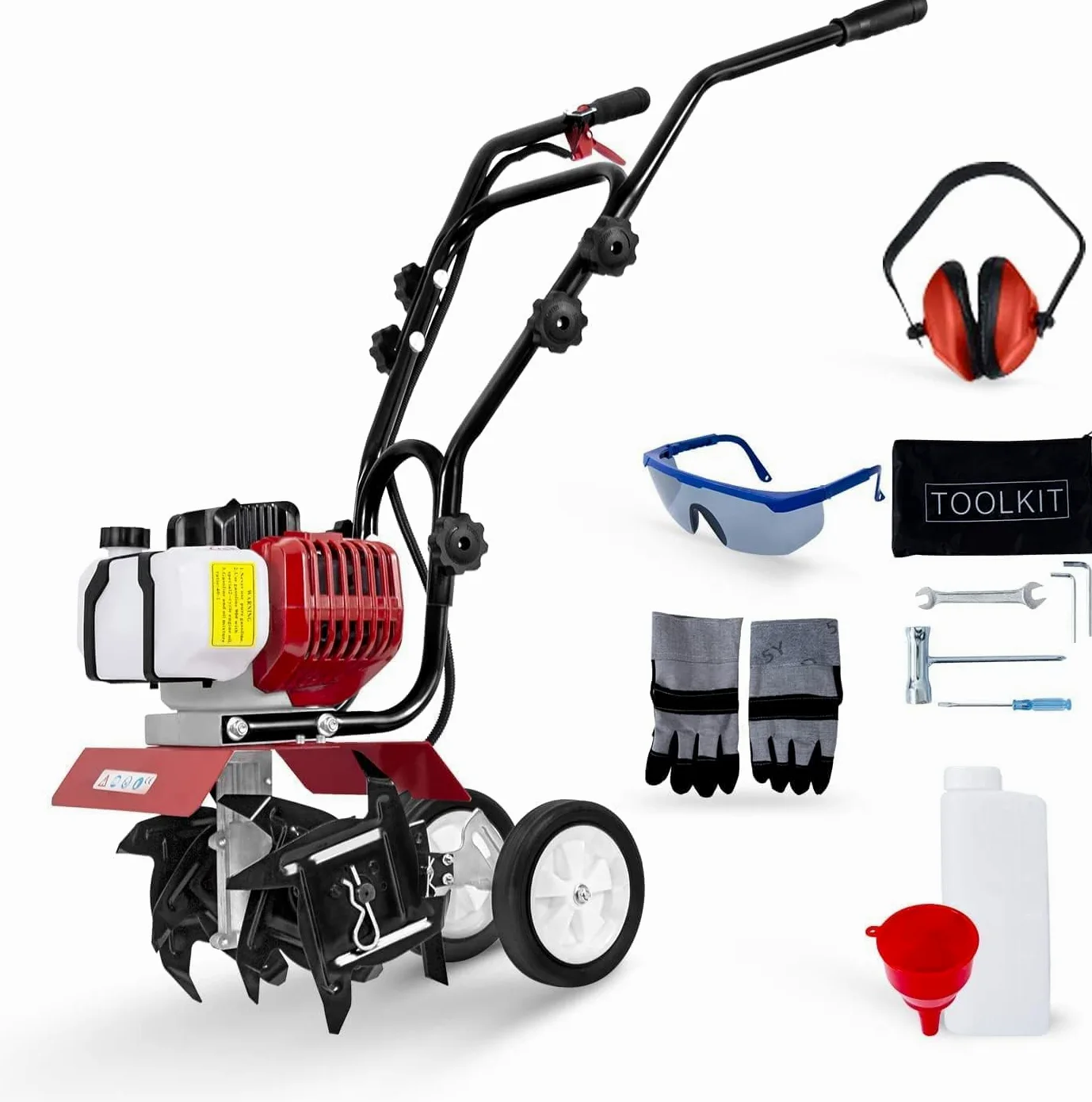 BU-KO 52CC Moteur de motoculteur à Essence de Jardin 3HP 2 Temps cultivateur de Sol à Gazon Rotovator Moteur léger Compact Puissant poignées sûres 1 Ans de Garantie