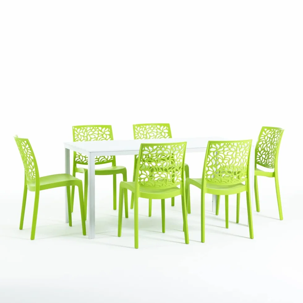 Chaises en résine Fibre de Verre empilables Anna Citron Vert 4 pièces