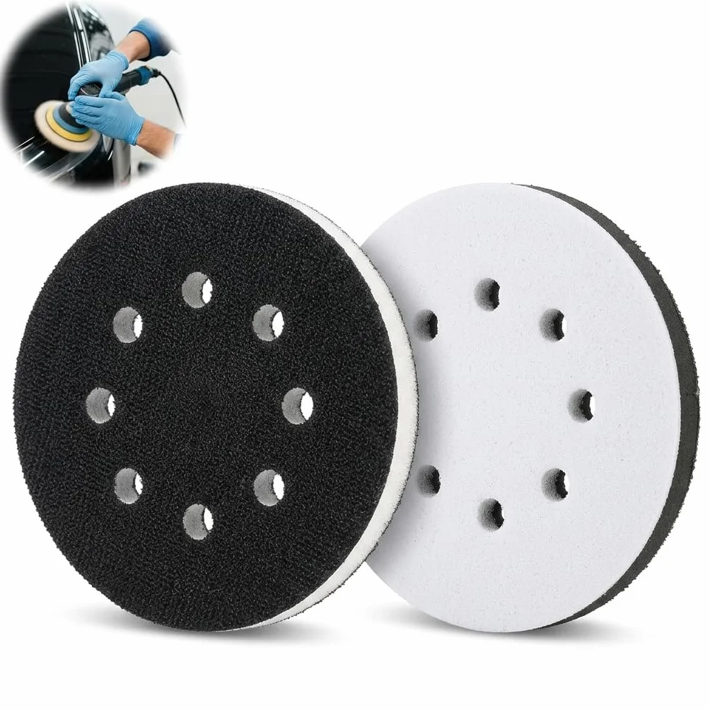 Tampon Interface 125mm 8 Trous Mousse Souple pour Polissage Rondes
