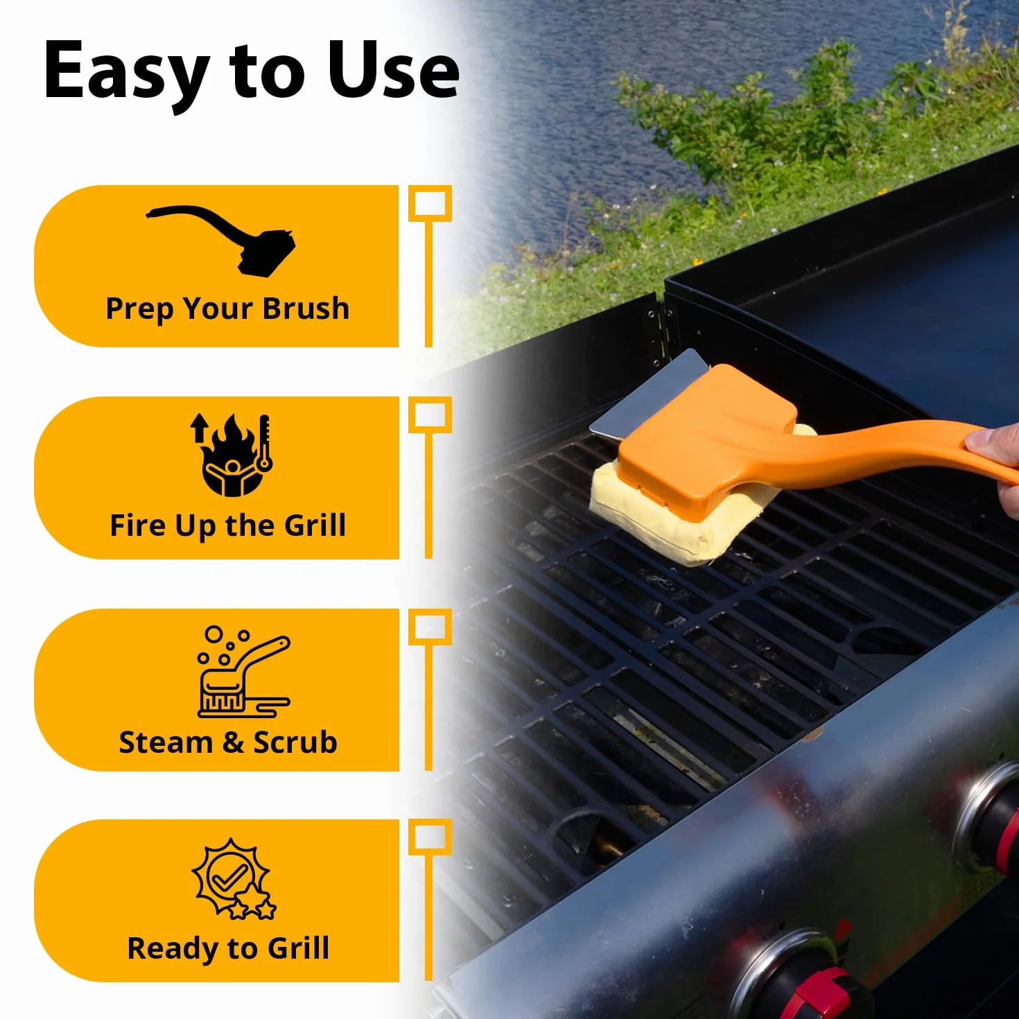 Grill Rescue Tête de Nettoyage Remplaçable pour Barbecue sans Poils pour Grilles Acier Inoxydable Fonte Fibre Aramid Lave-Vaisselle