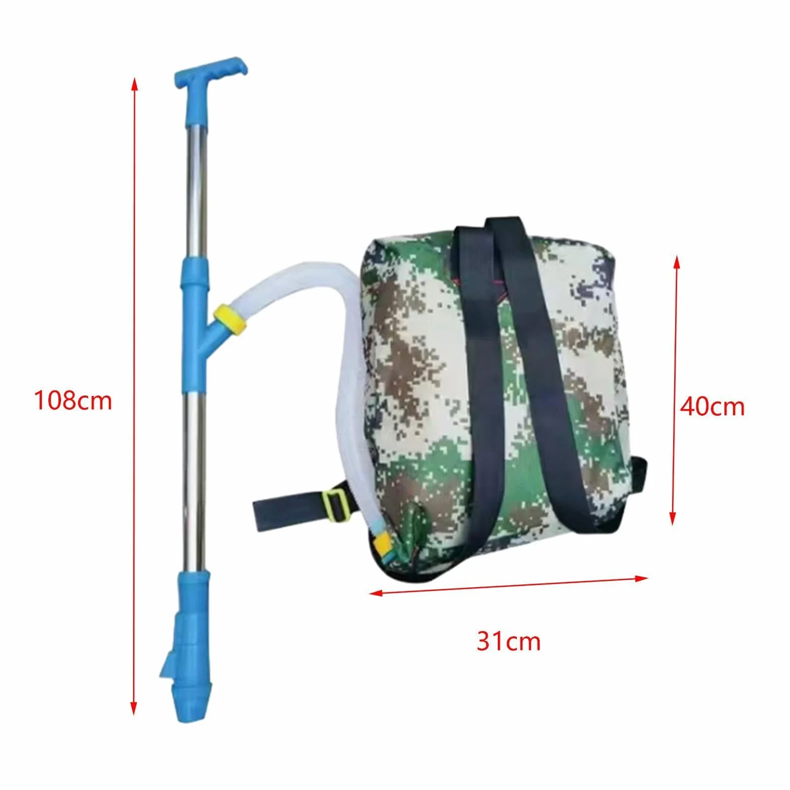 perfk Épandeur d'engrais granulaire portatif, Sac à Dos, Distributeur d'engrais de Jardinage pour légumes de maïs, Acier Inoxydable Bleu