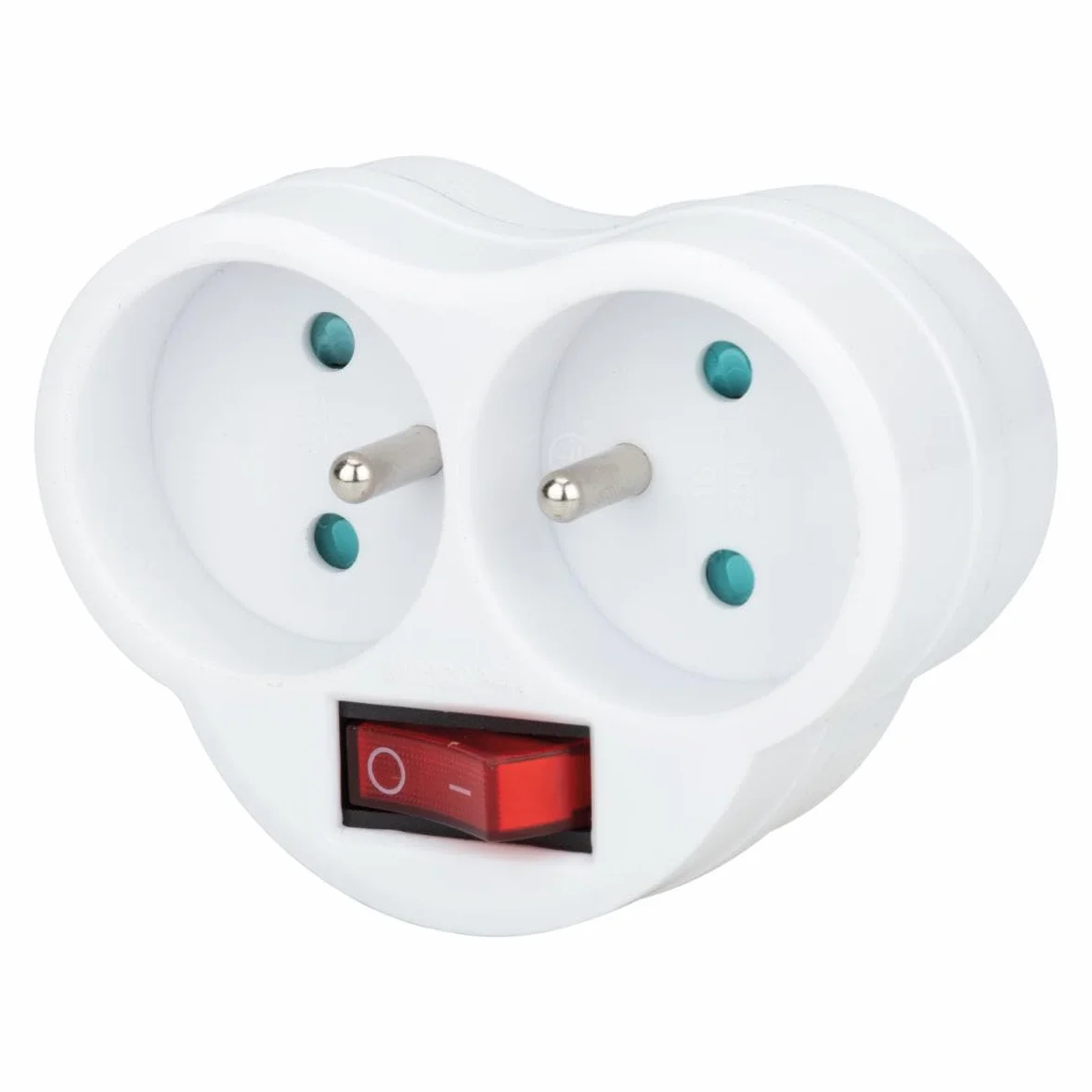 Zenitech Multiprise biplite 16A interrupteur façade Blanc