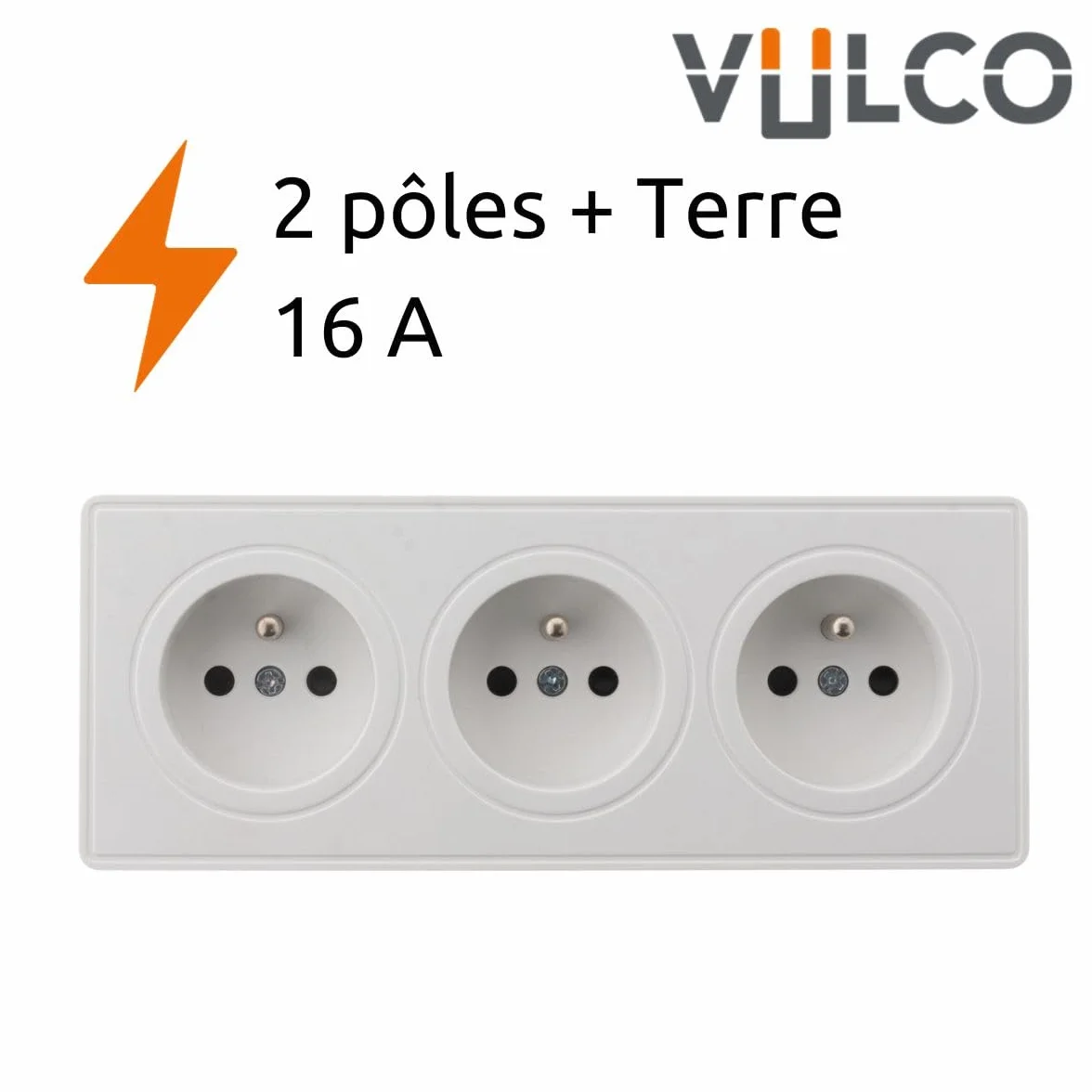 Vulco Zenitech Prise triple saillie 2P+T 16A blanc