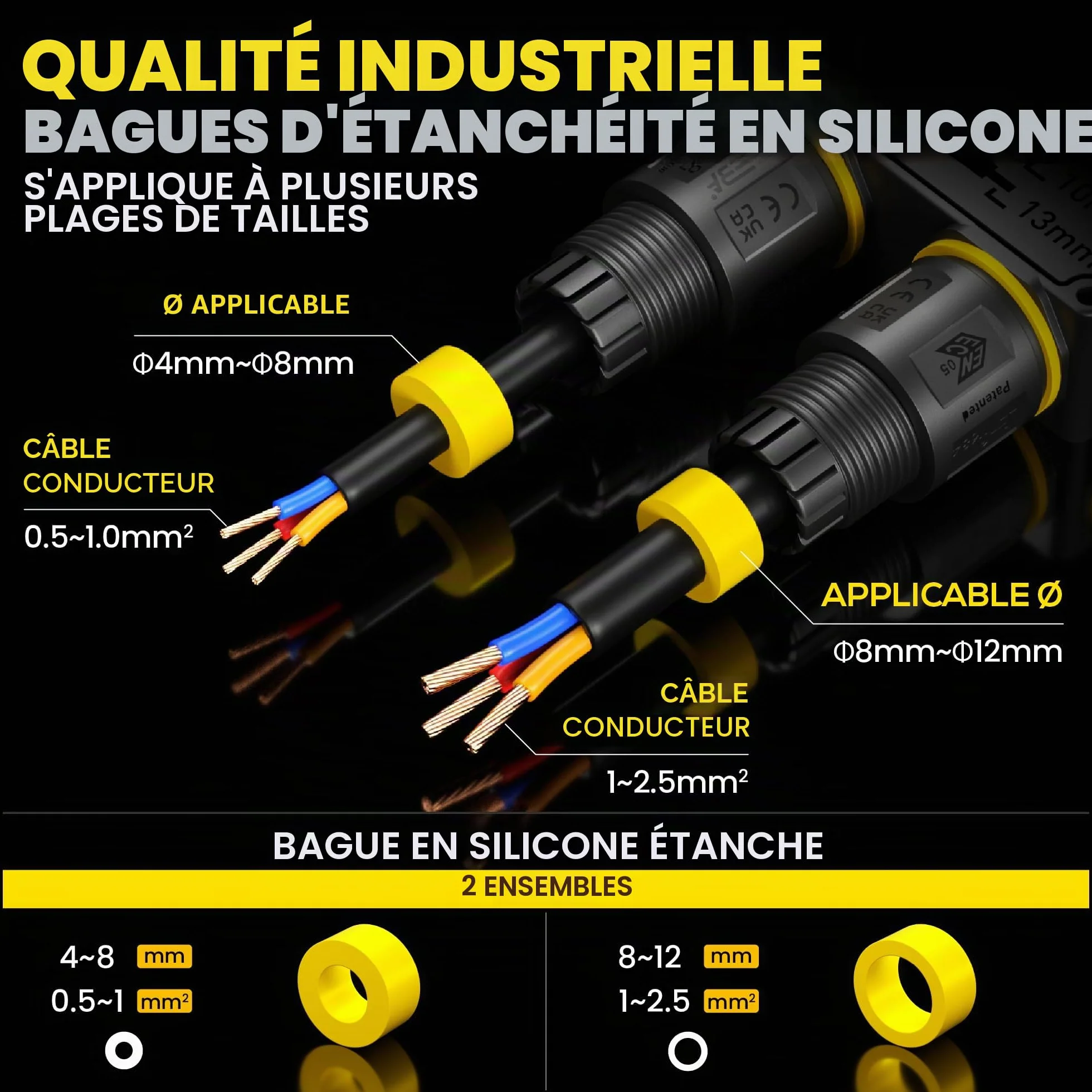 Connecteurs de Câbles Étanches IP68 Boîte de Jonction 3 Voies Raccord Extérieur Jardin