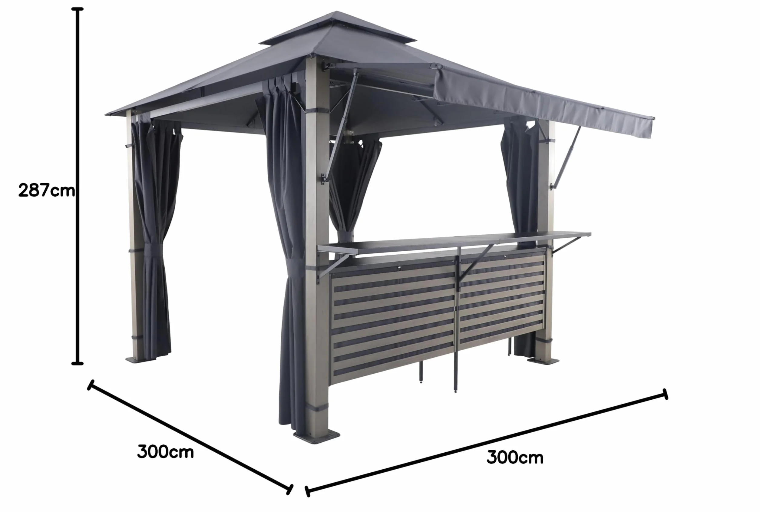 Metro Professional Bar Boheme Mayfield 3x3 m Aluminium Acier Store Gris foncé